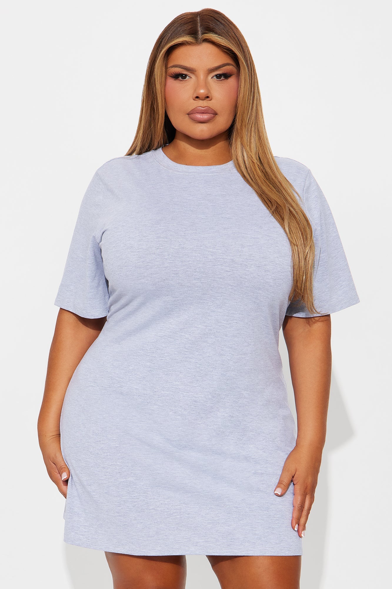 Jaycee Short Sleeve T Shirt Mini Dress - Heather Grey