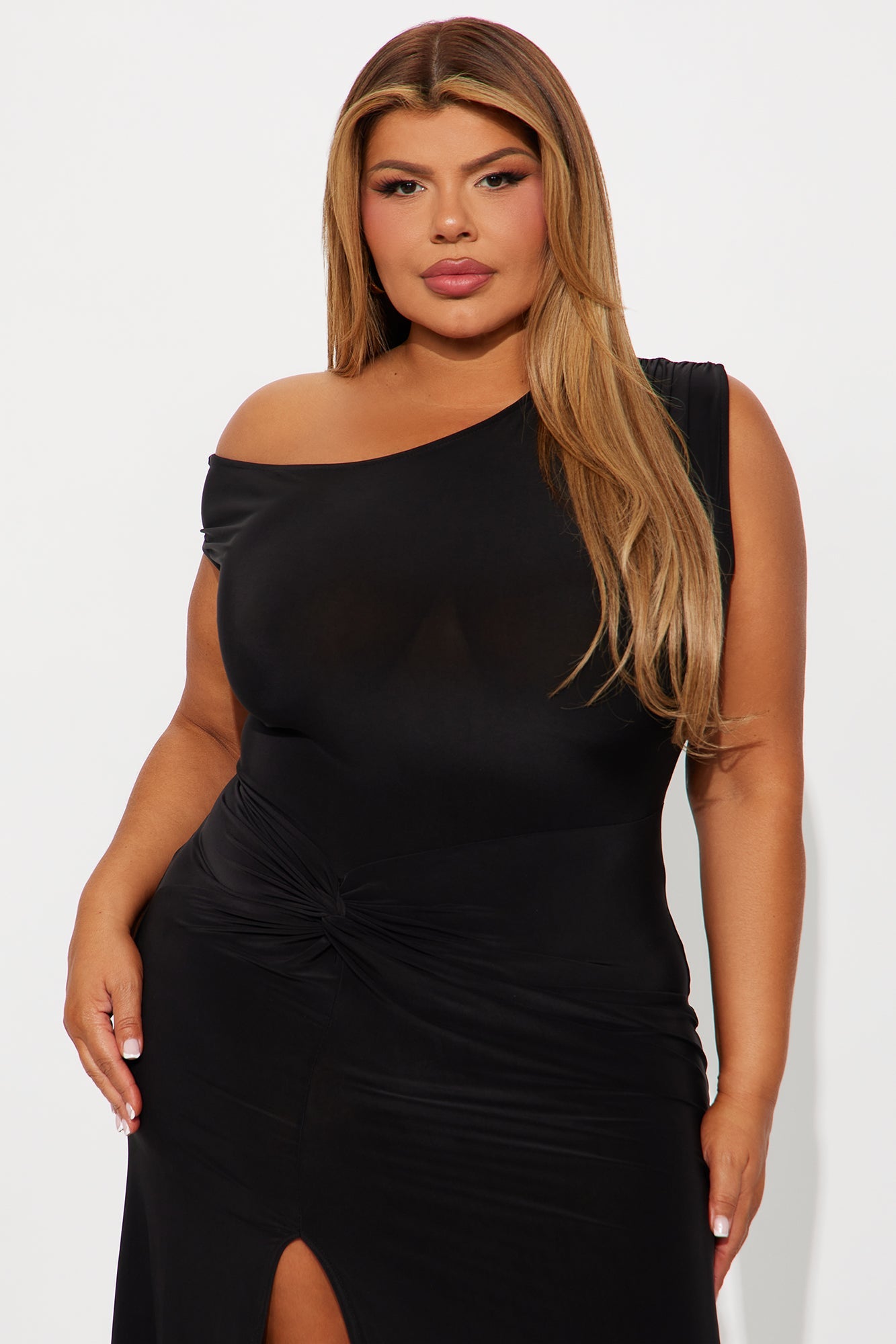 Azari One Shoulder Midi Dress - Black