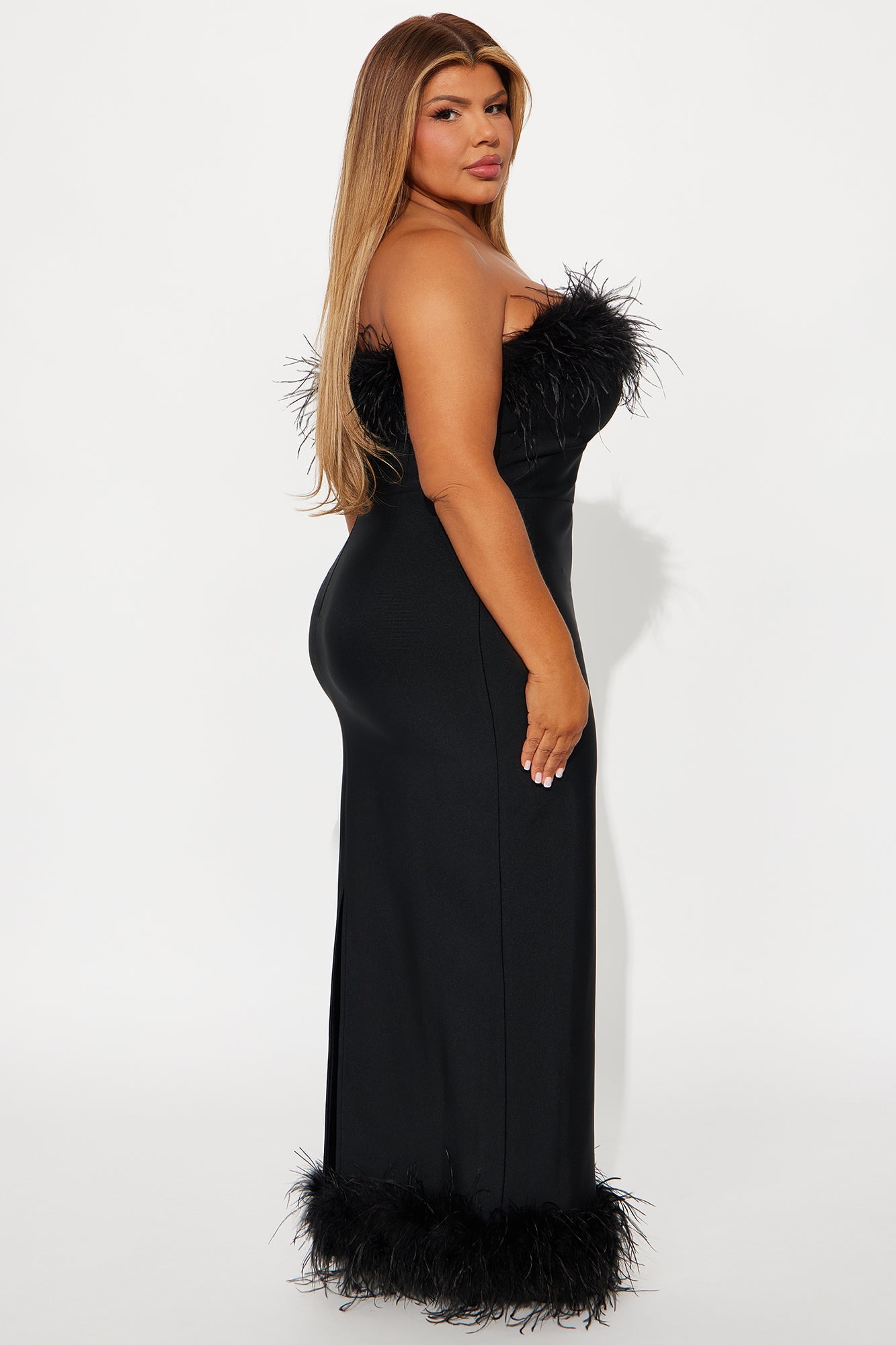 Wren Bandage Feather Maxi Dress - Black