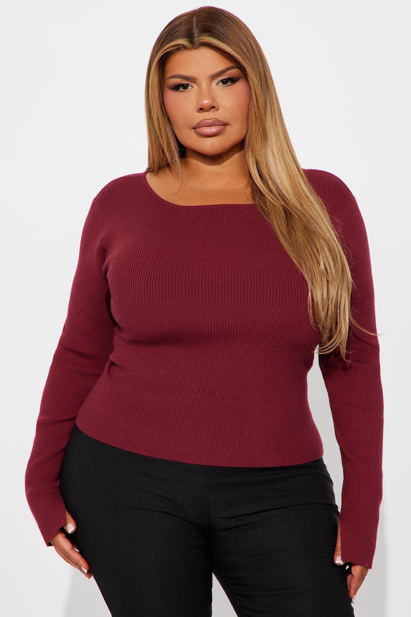 No Plans Tonight Sweater Top - Wine