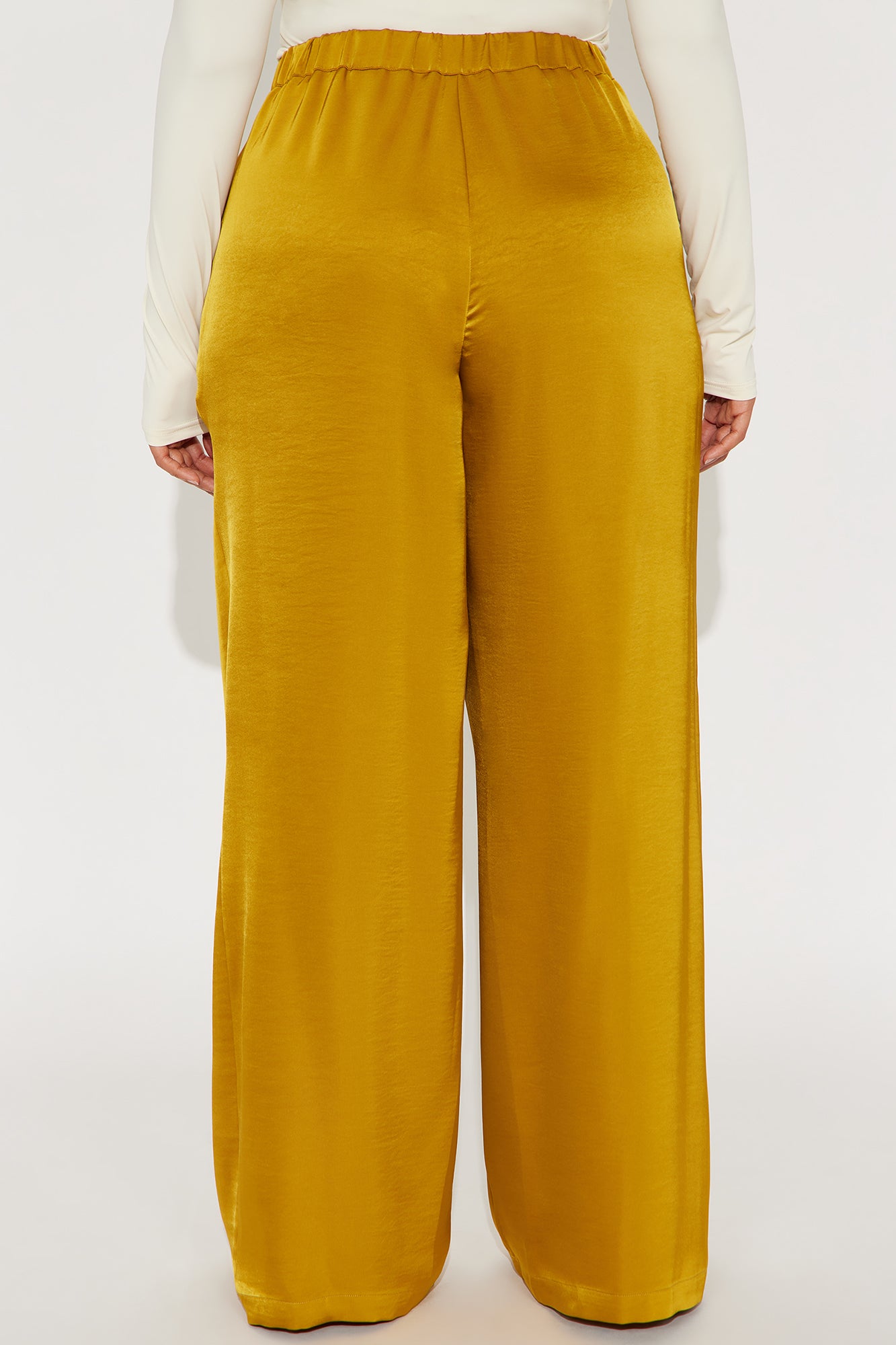 Denise Satin Wide Leg Trouser Pant - Mustard