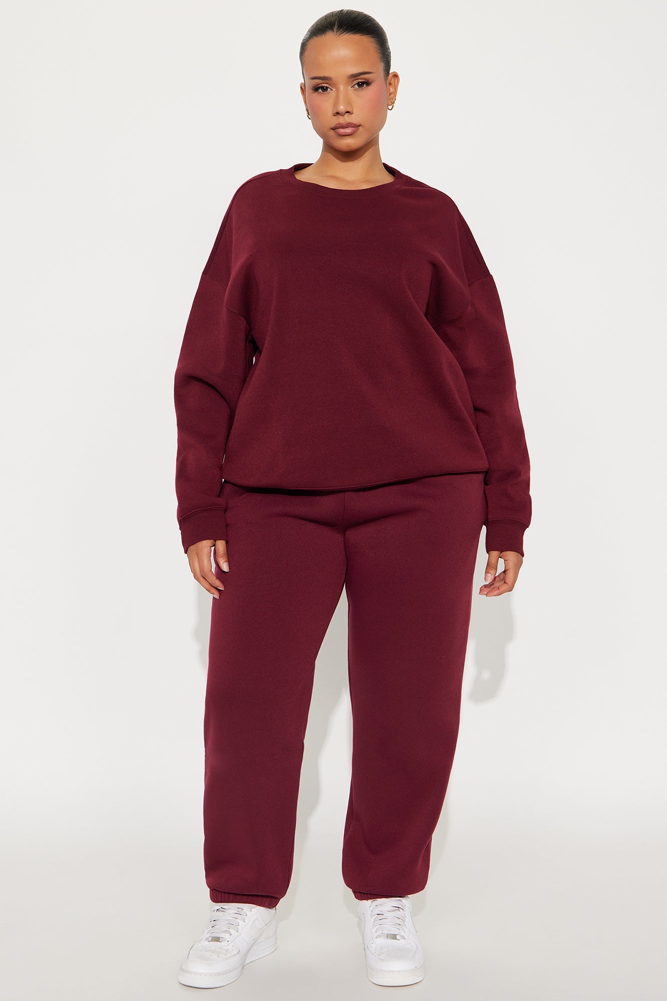 Candice Oversized Crewneck Sweatshirt - Burgundy