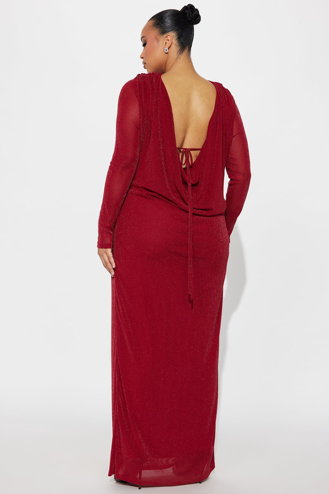 Sleek Sis Glitter Maxi Dress - Red