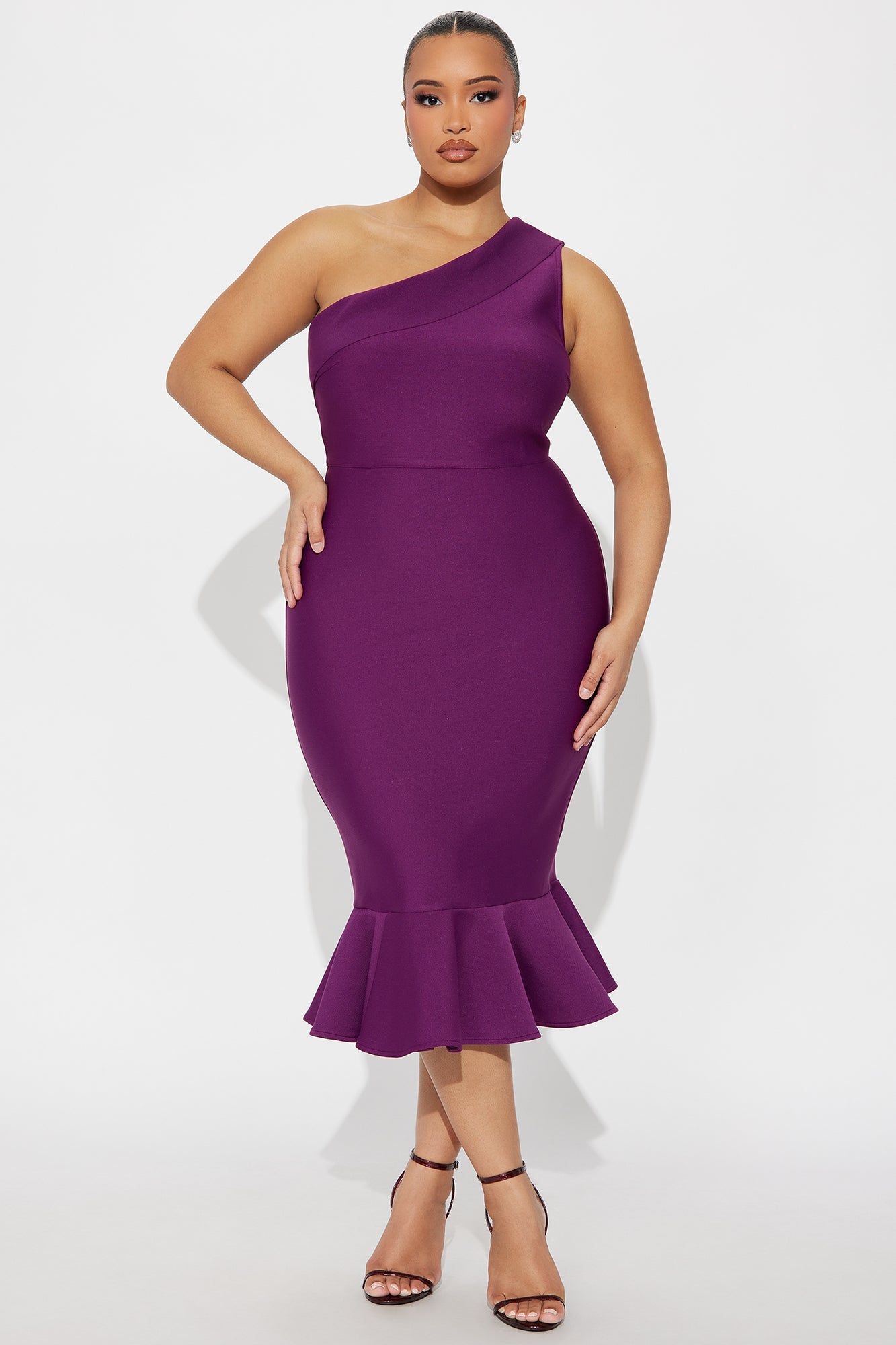 Demi Asymmetrical Midi Dress - Plum