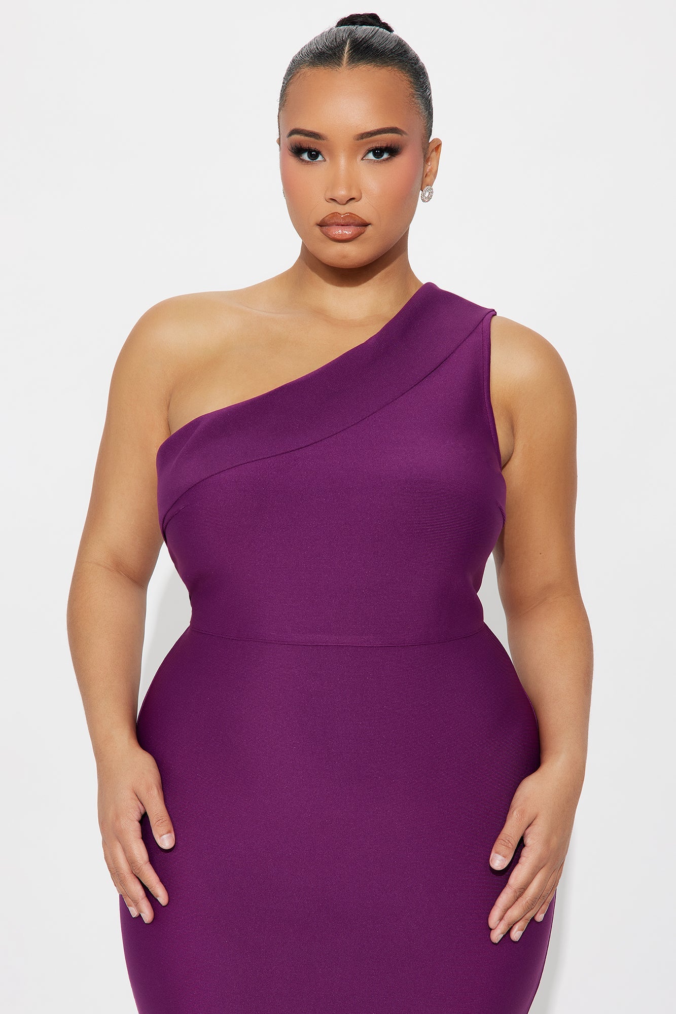 Demi Asymmetrical Midi Dress - Plum