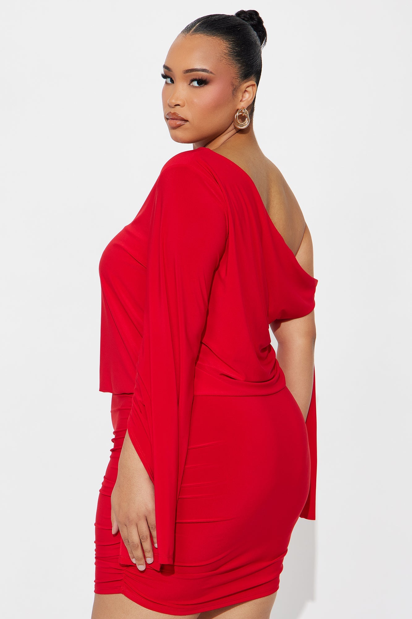 Kendall One Shoulder Mini Dress - Red