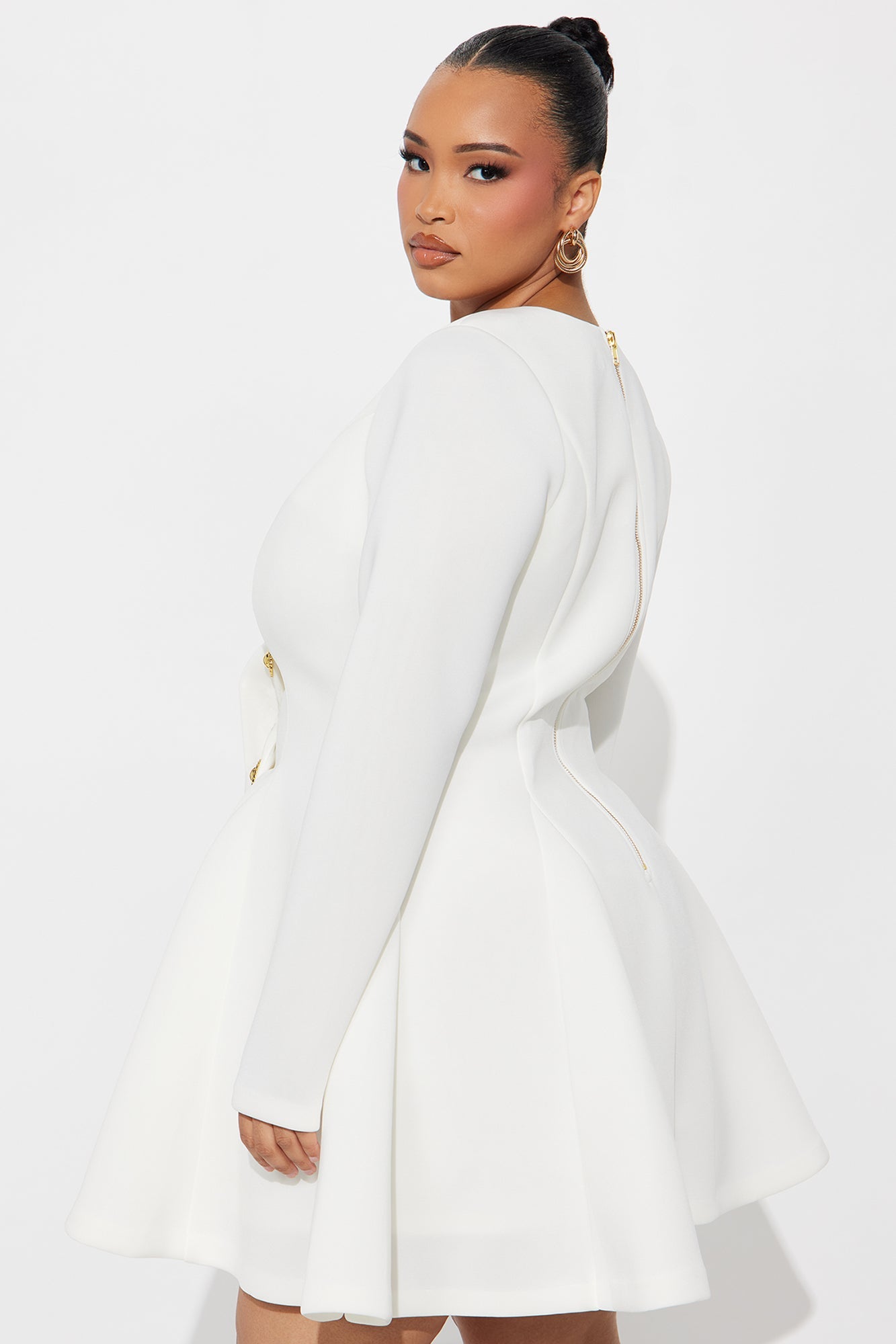 Tall Queen Of Everything Long Sleeve Mini Dress - White