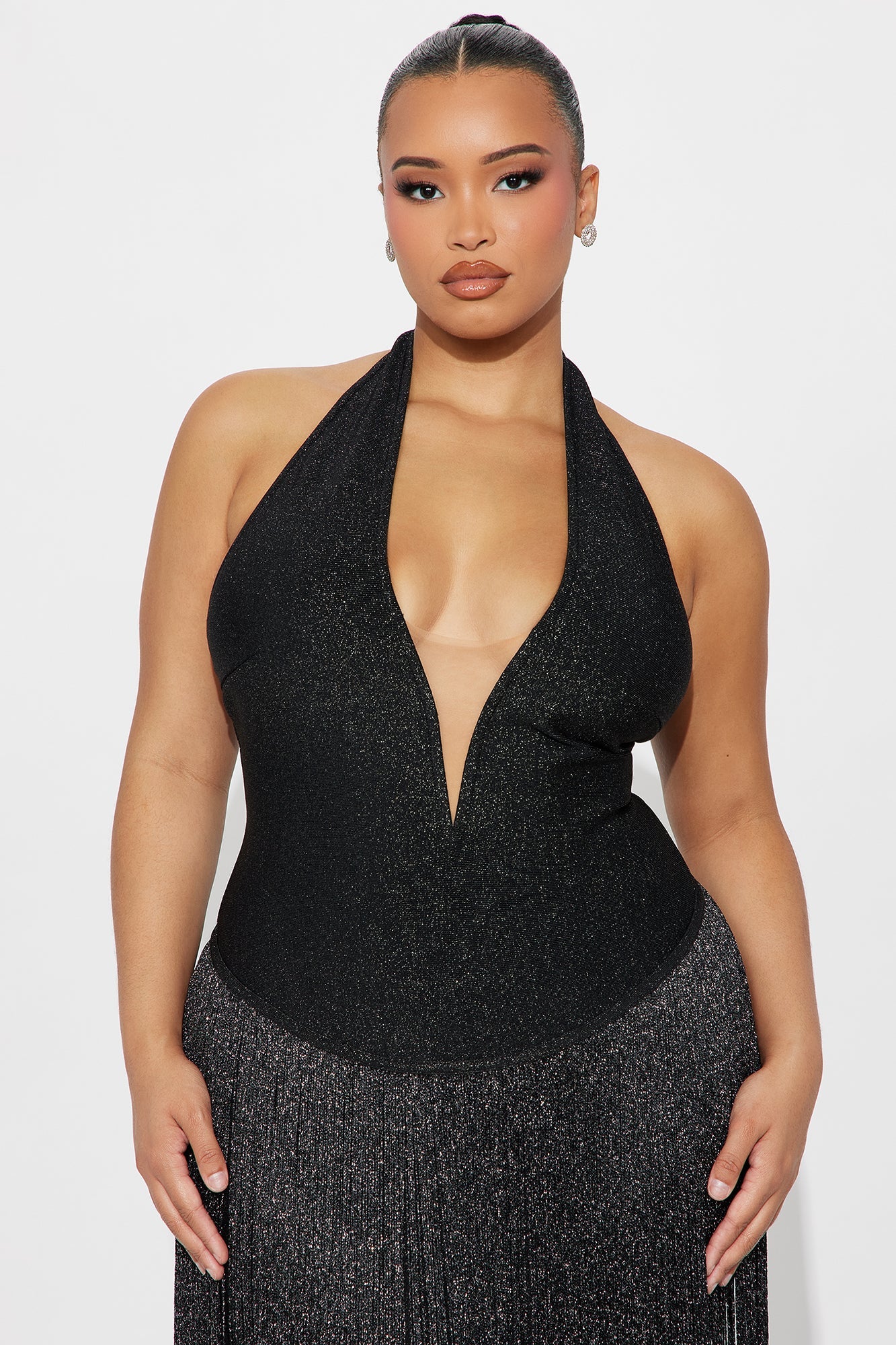 Swing Me Glitter Bandage Maxi Dress - Black