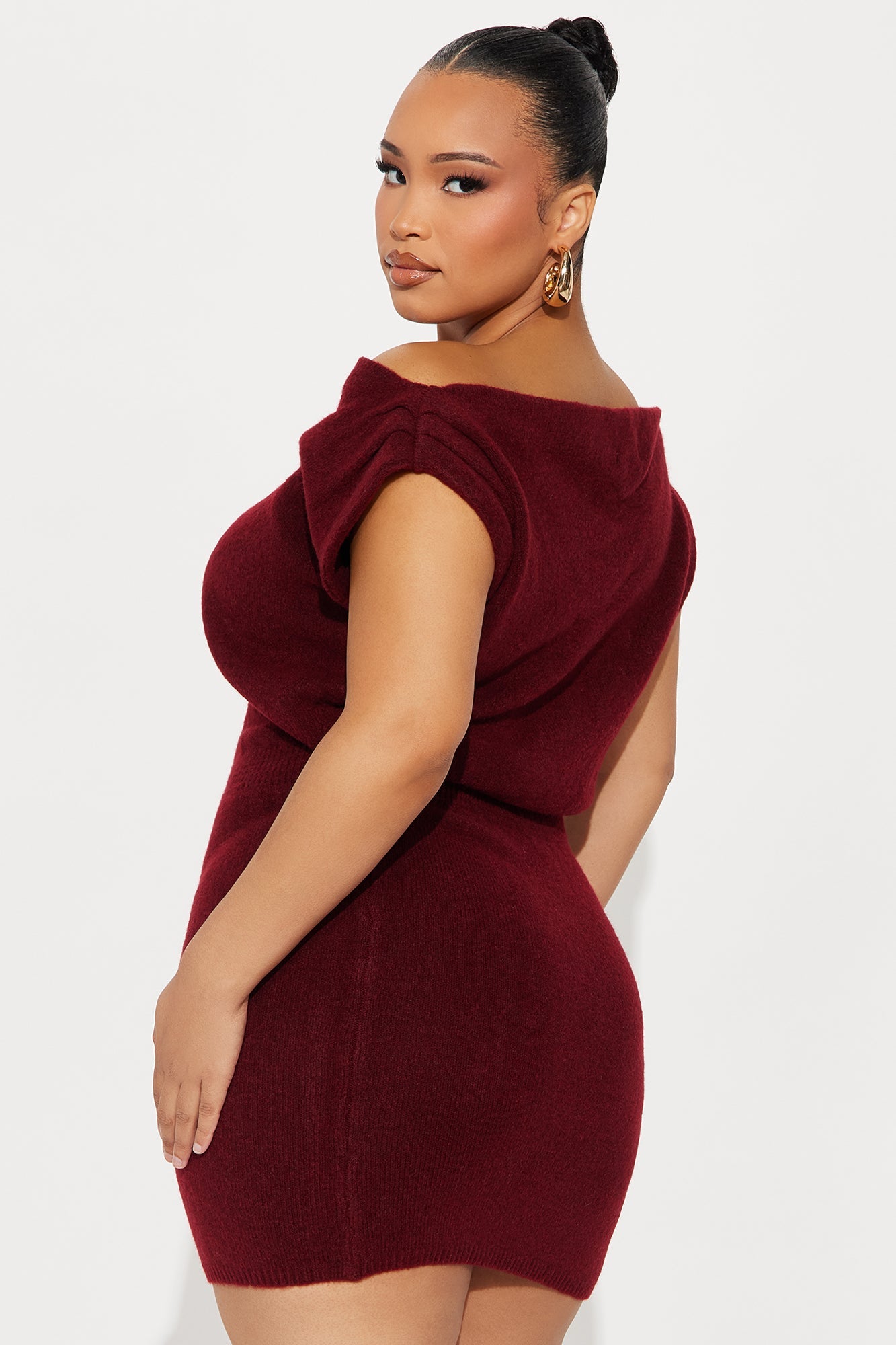 Soft Spoken Sweater Mini Dress - Burgundy