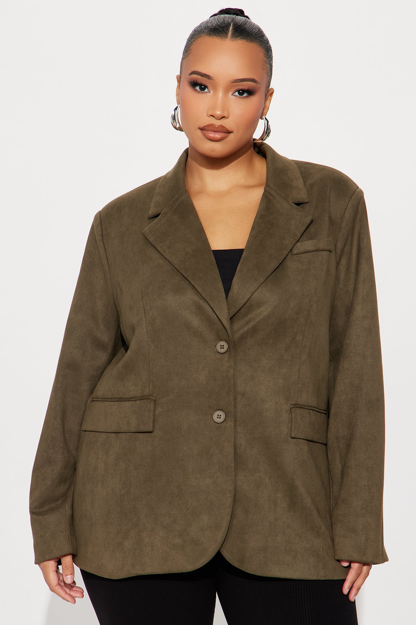 Jazlyn Oversized Blazer - Dark Olive