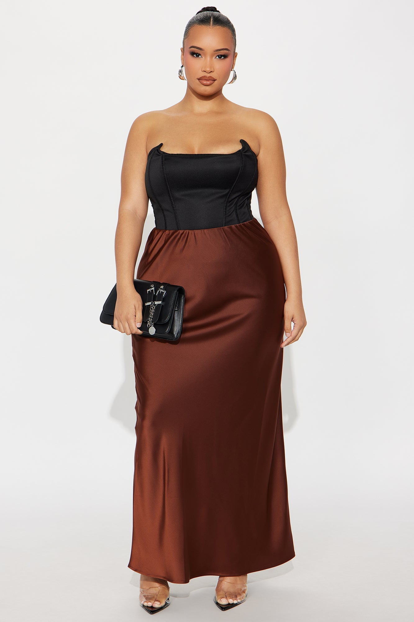 Brunch to GNO Satin Maxi Skirt - Chocolate