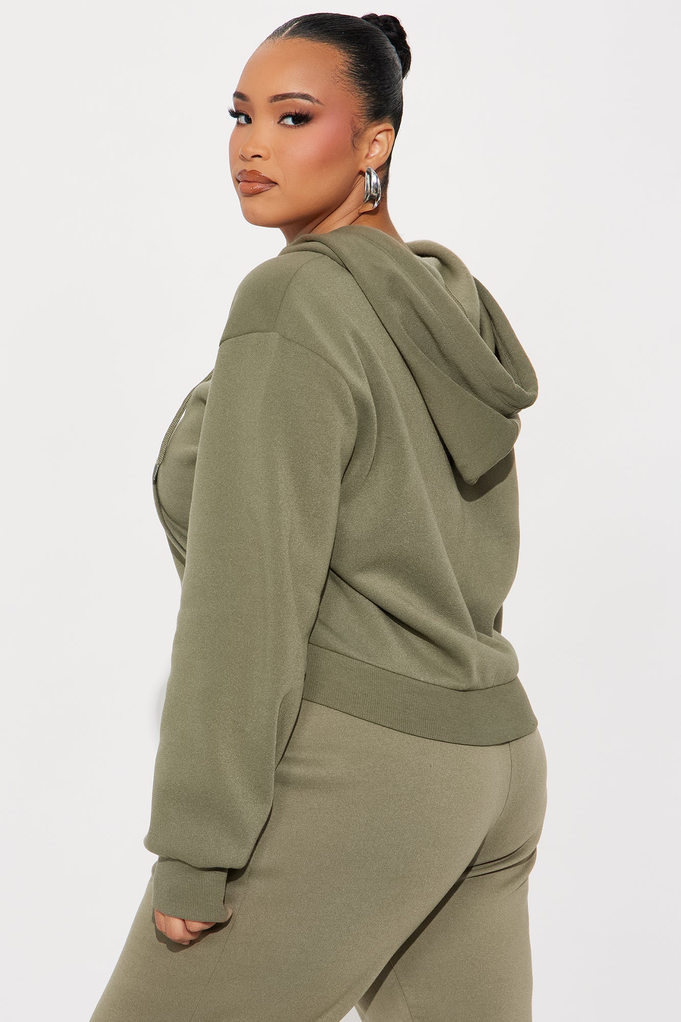 Kinsley Cropped Hoodie - Olive