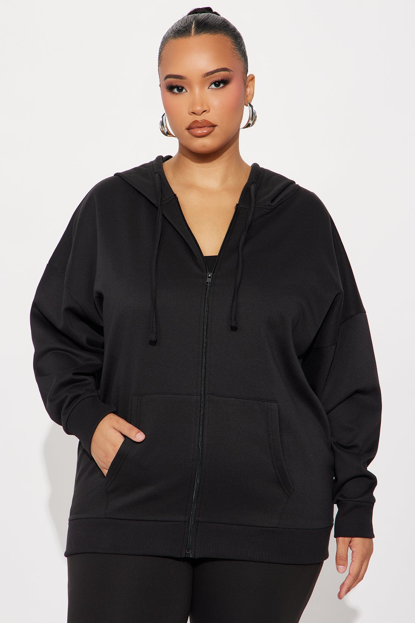 Beckham Zip Up Fleece Pant Set - Black
