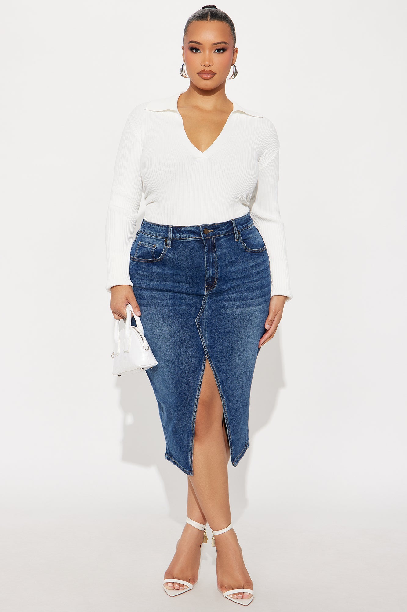 Anna Denim Midi Skirt - Dark Wash