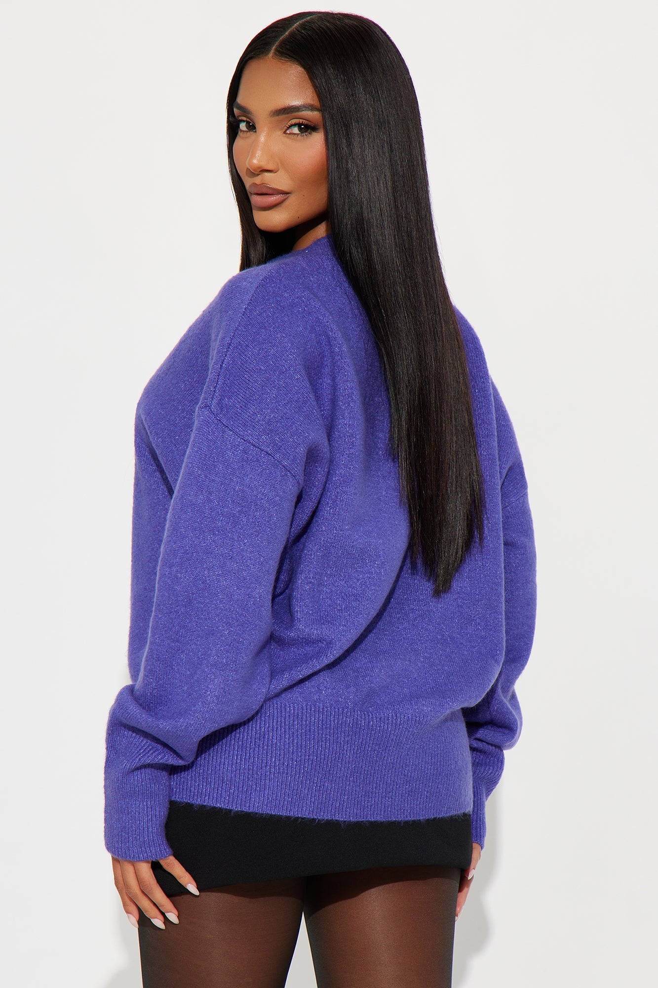 Serene V Neck Sweater - Purple