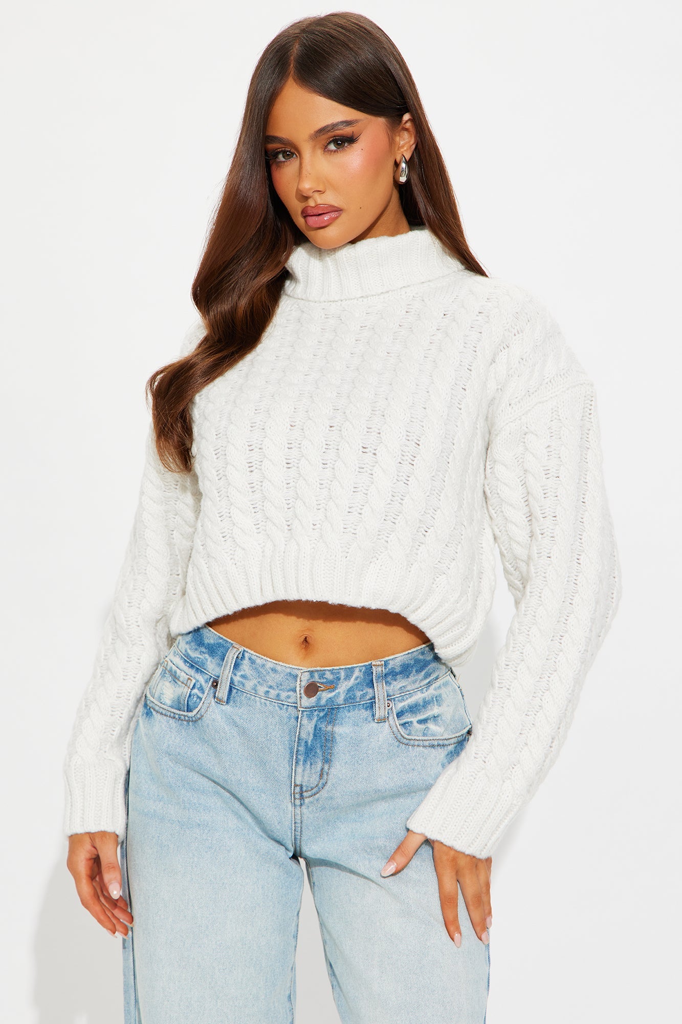 Warm Vibes Cable Knit Sweater - Ivory