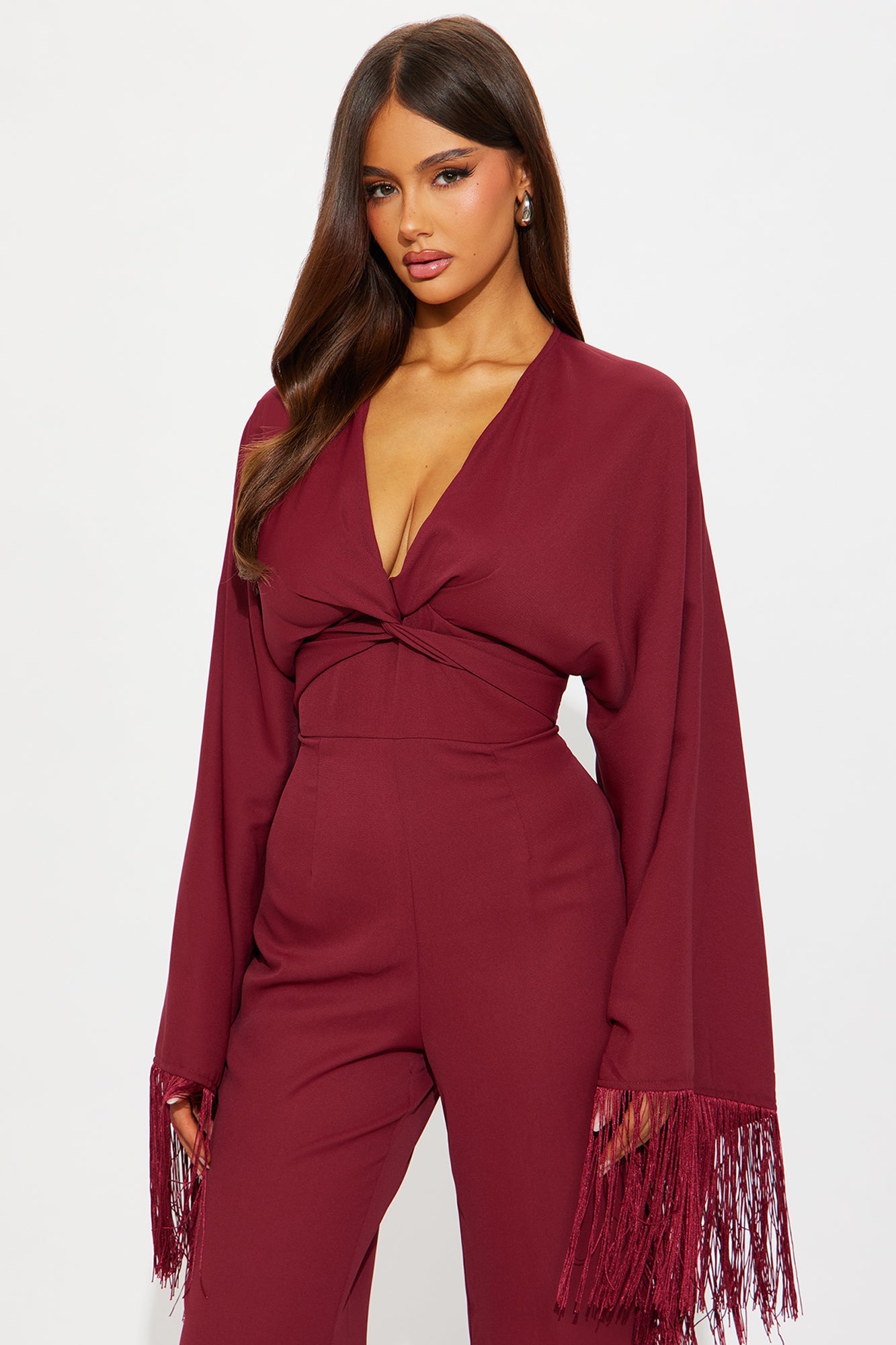 Amber Wide Leg Jumpsuit - Burgundy