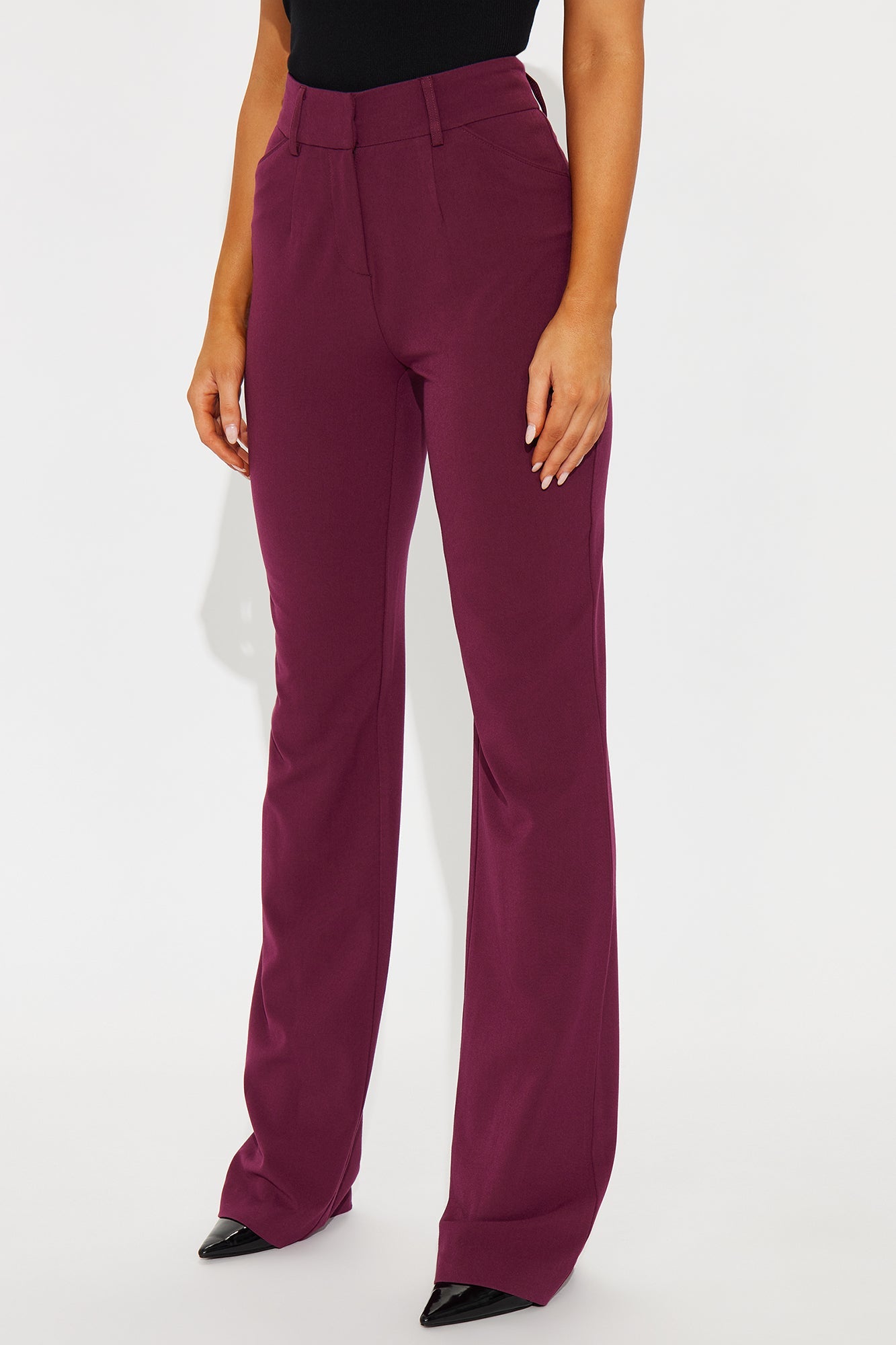 Tall Tasha Dressy High Rise Pants - Burgundy