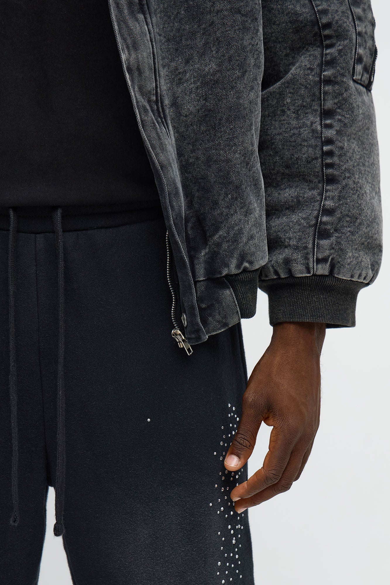 Straight Cowboy Rhinestone Sweatpants - Black Wash