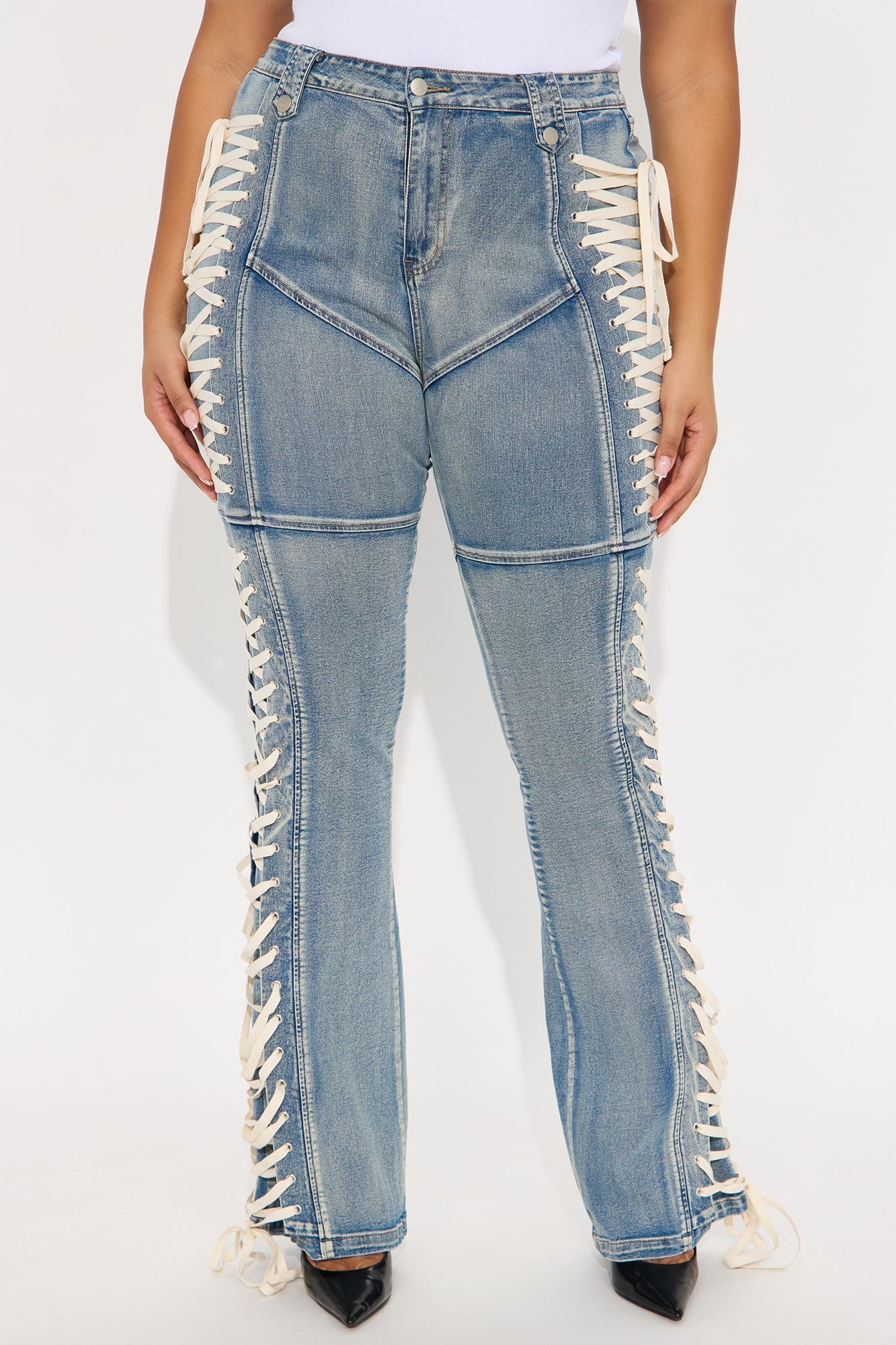 Tall Jaw Dropper Stretch Lace Up Bootcut Jeans - Medium Wash