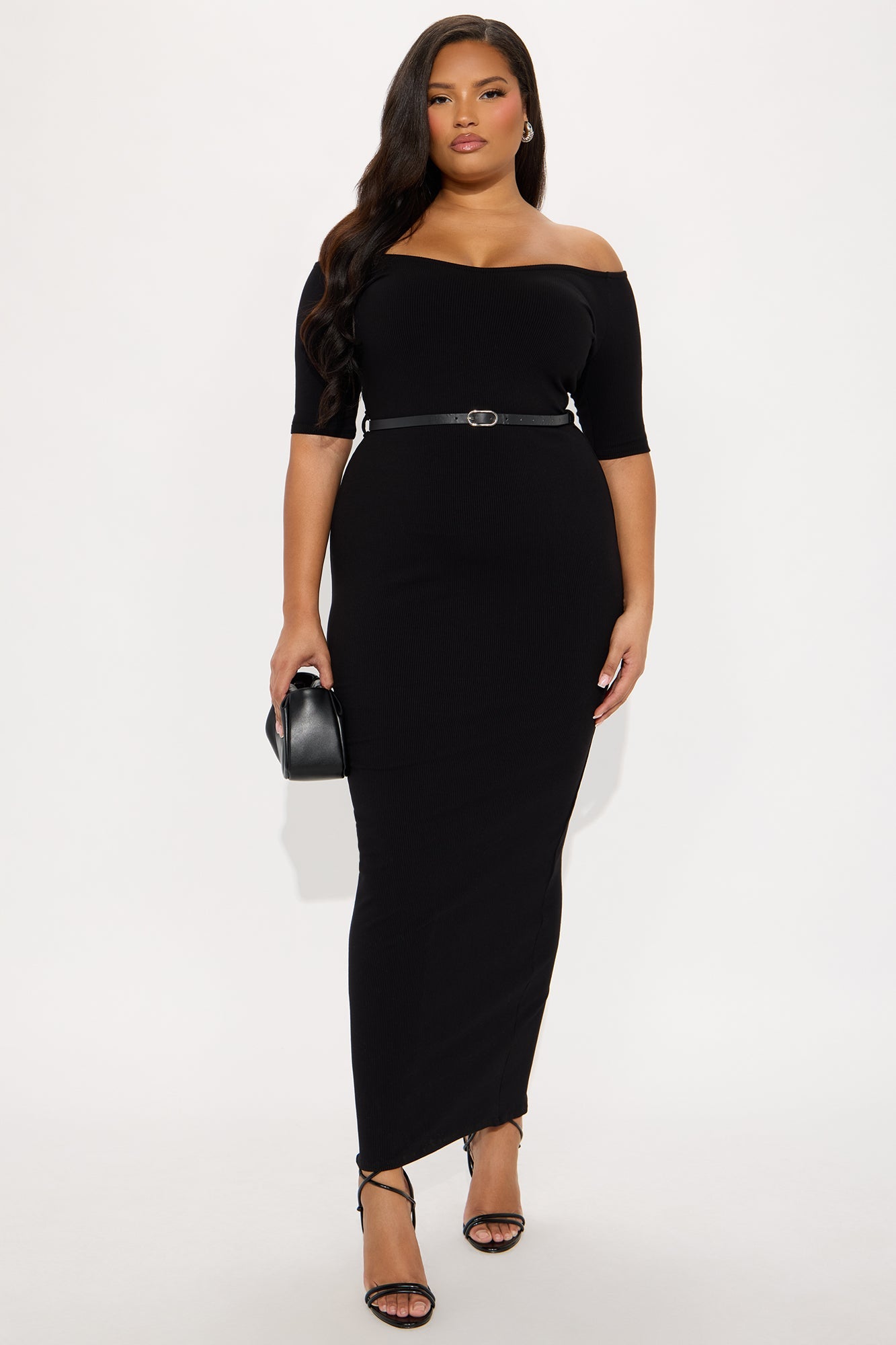 Channing Snatched Belted Maxi Dress - Black