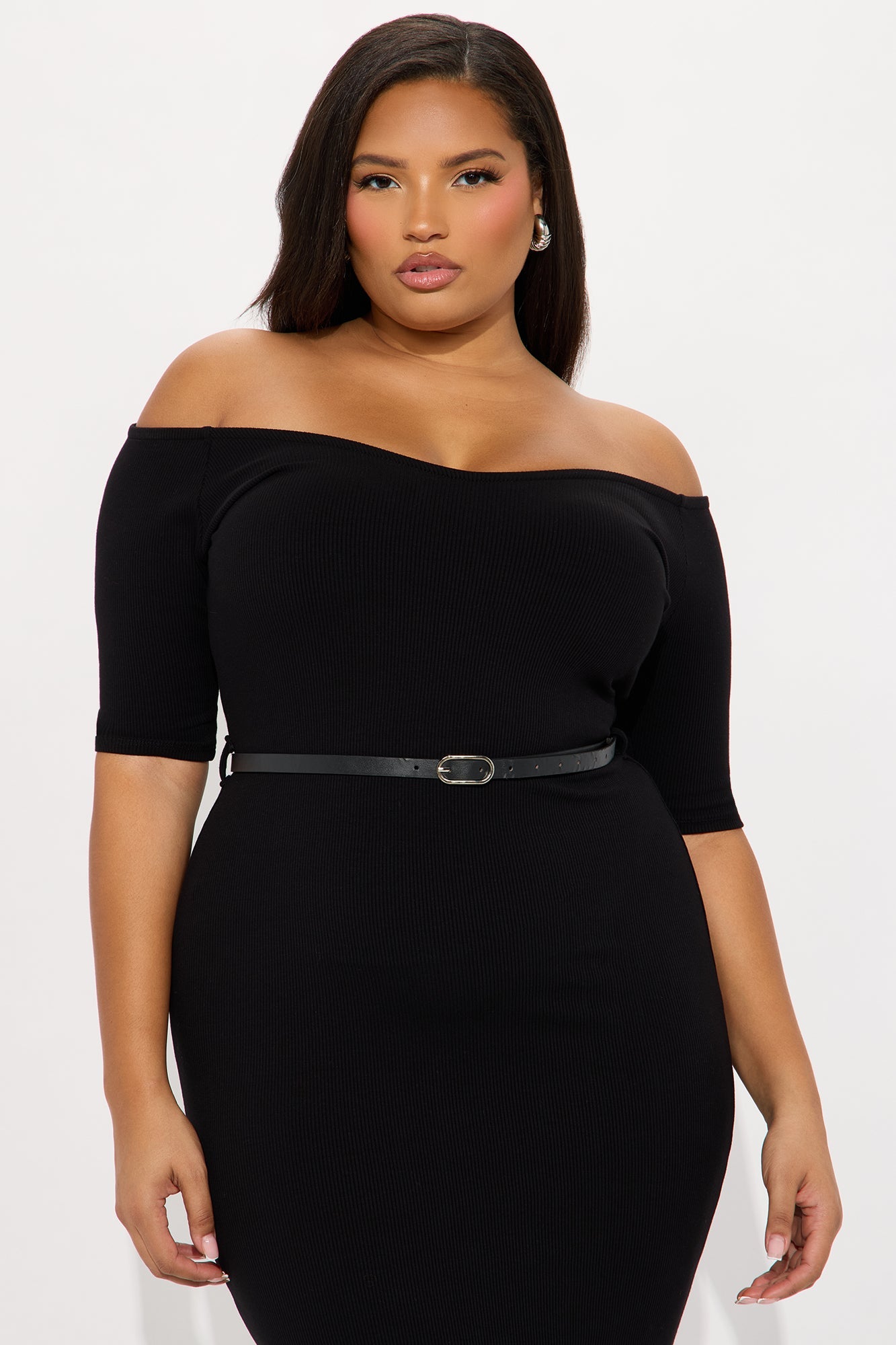 Channing Snatched Belted Maxi Dress - Black