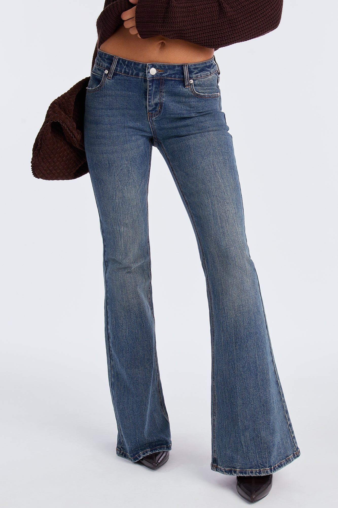 Endless Stretch Low Rise Flare Jeans - Vintage Wash