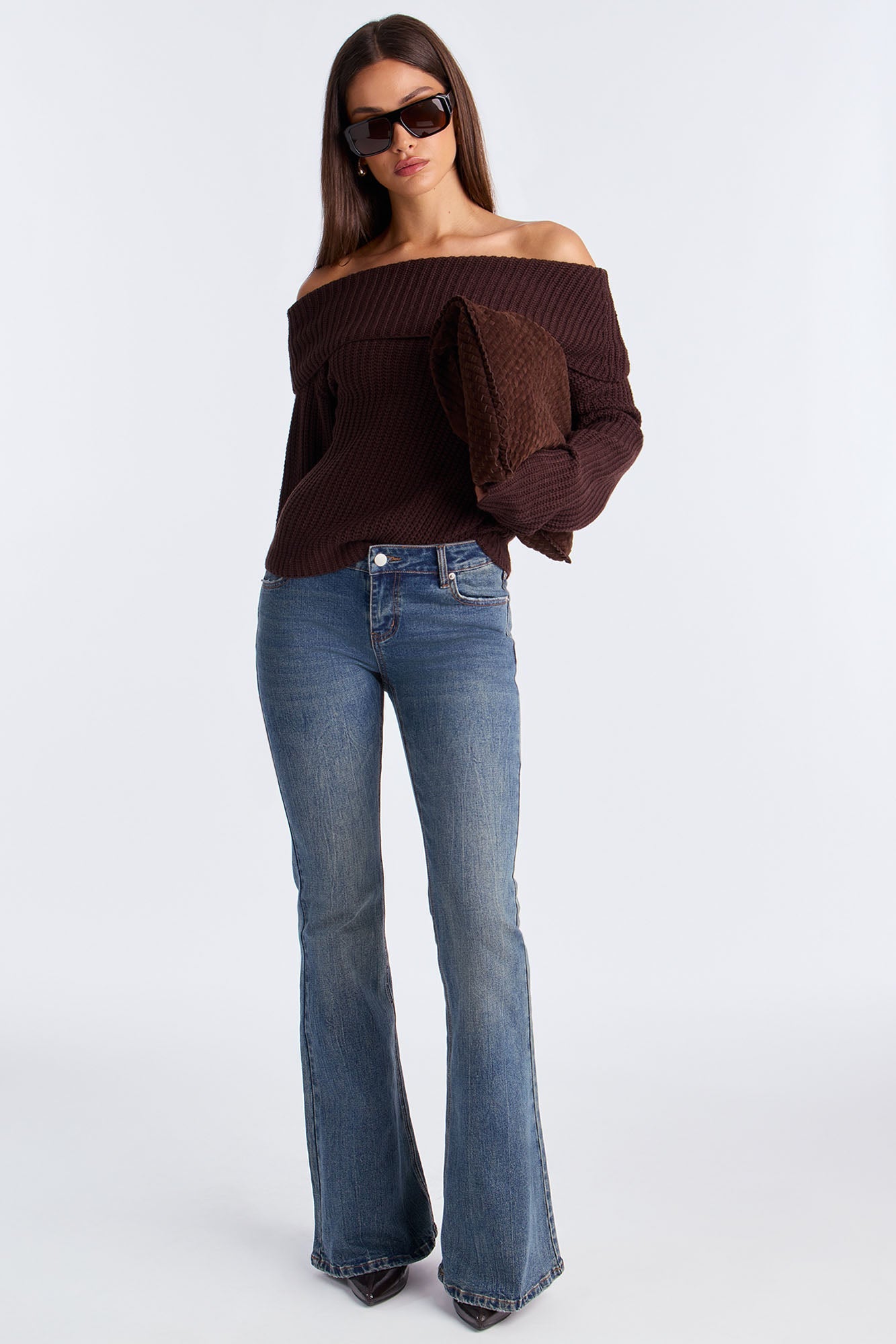 You Wish One Shoulder Sweater - Chocolate