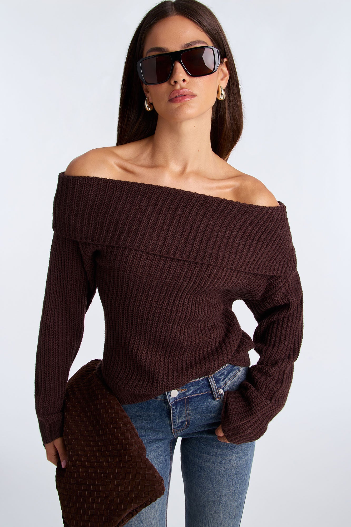 You Wish One Shoulder Sweater - Chocolate