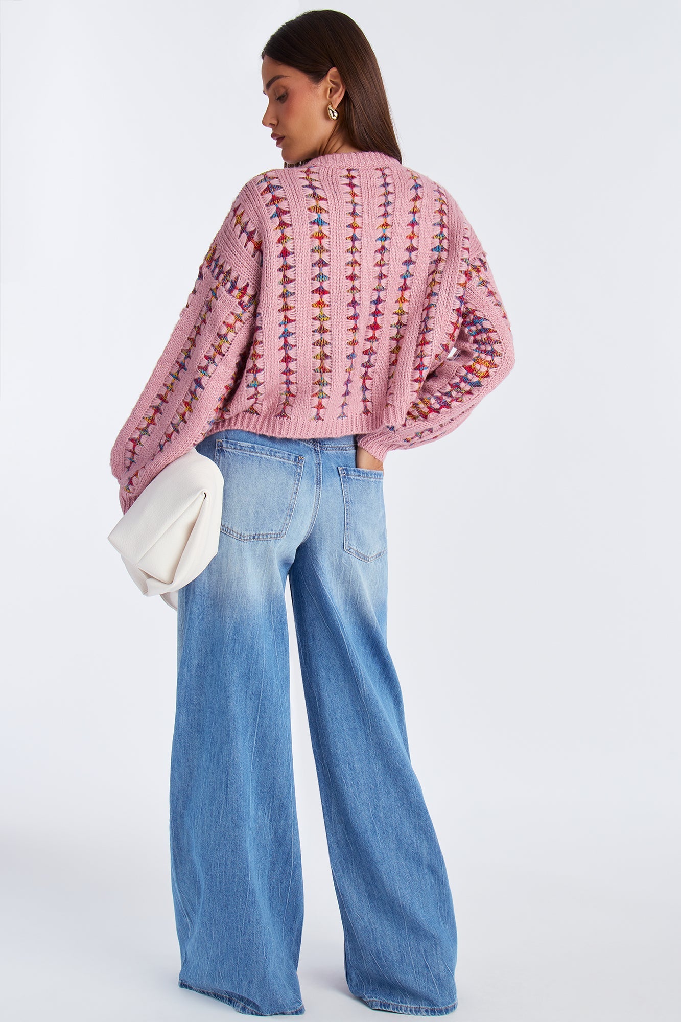 Cozy By My Side Crew Neck Sweater - Pink/combo