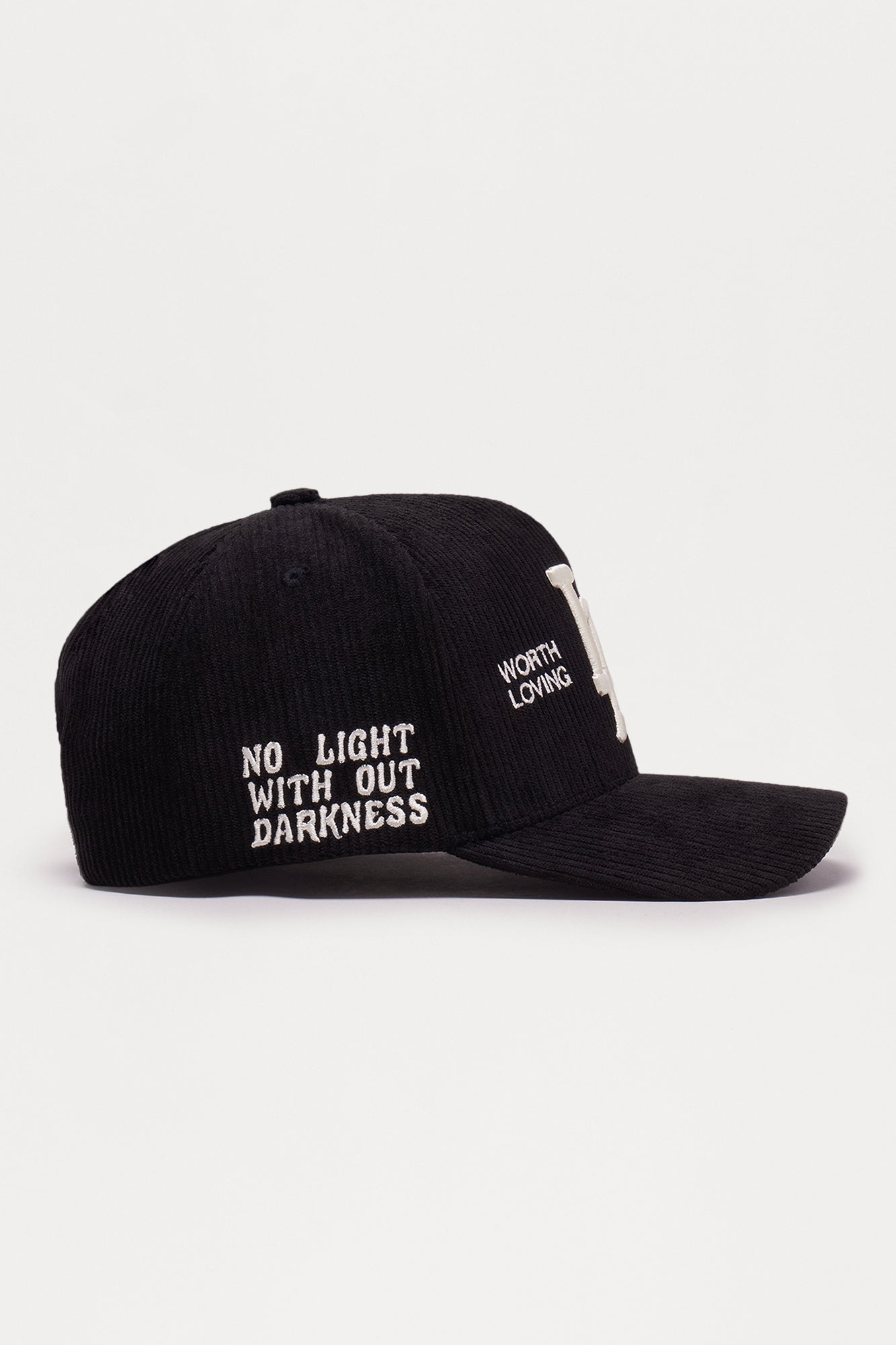 LA Heart Corduroy Structured Snapback Hat - Black