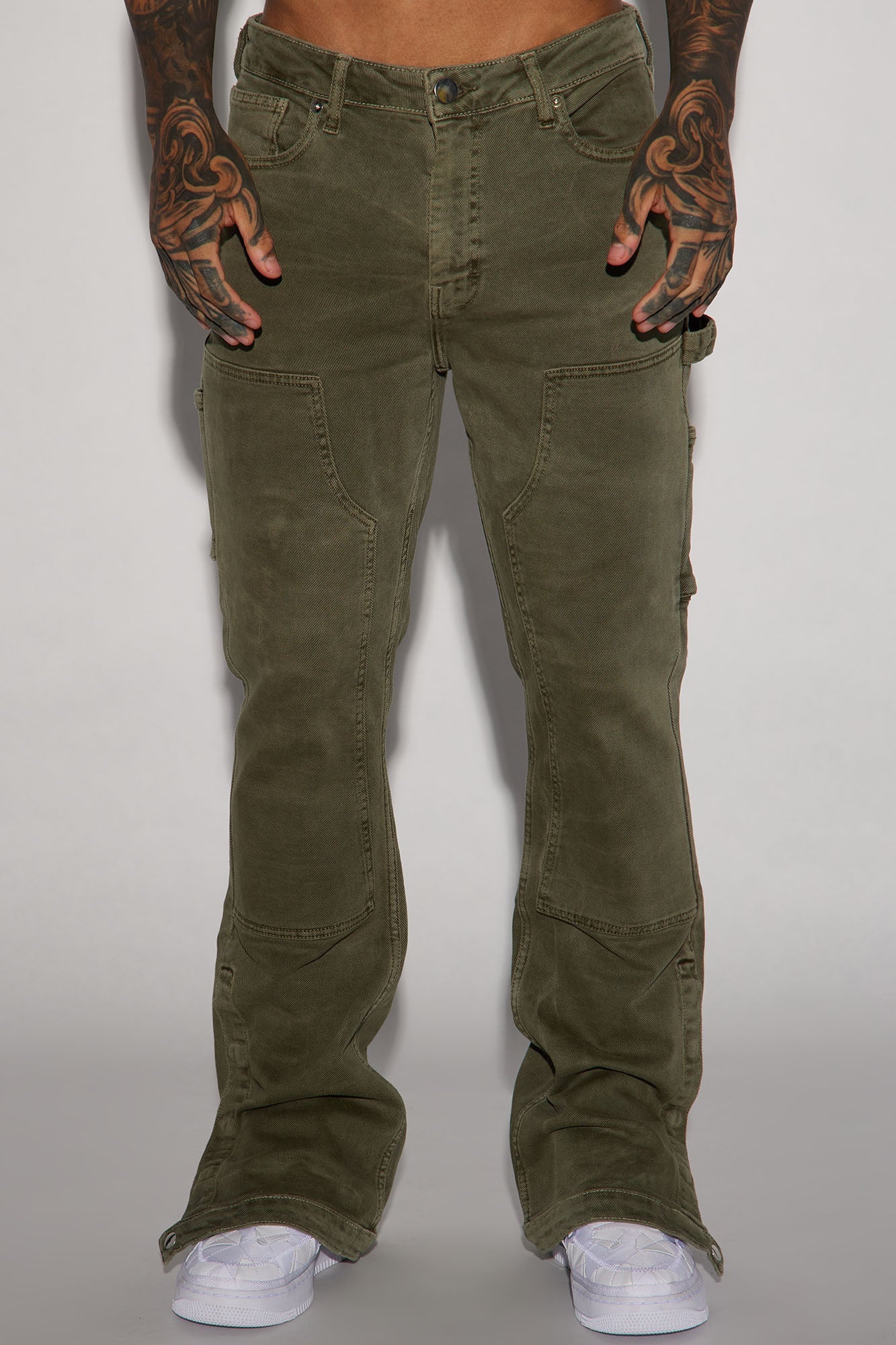 Indestructible Slim Flare Carpenter Pants - Olive