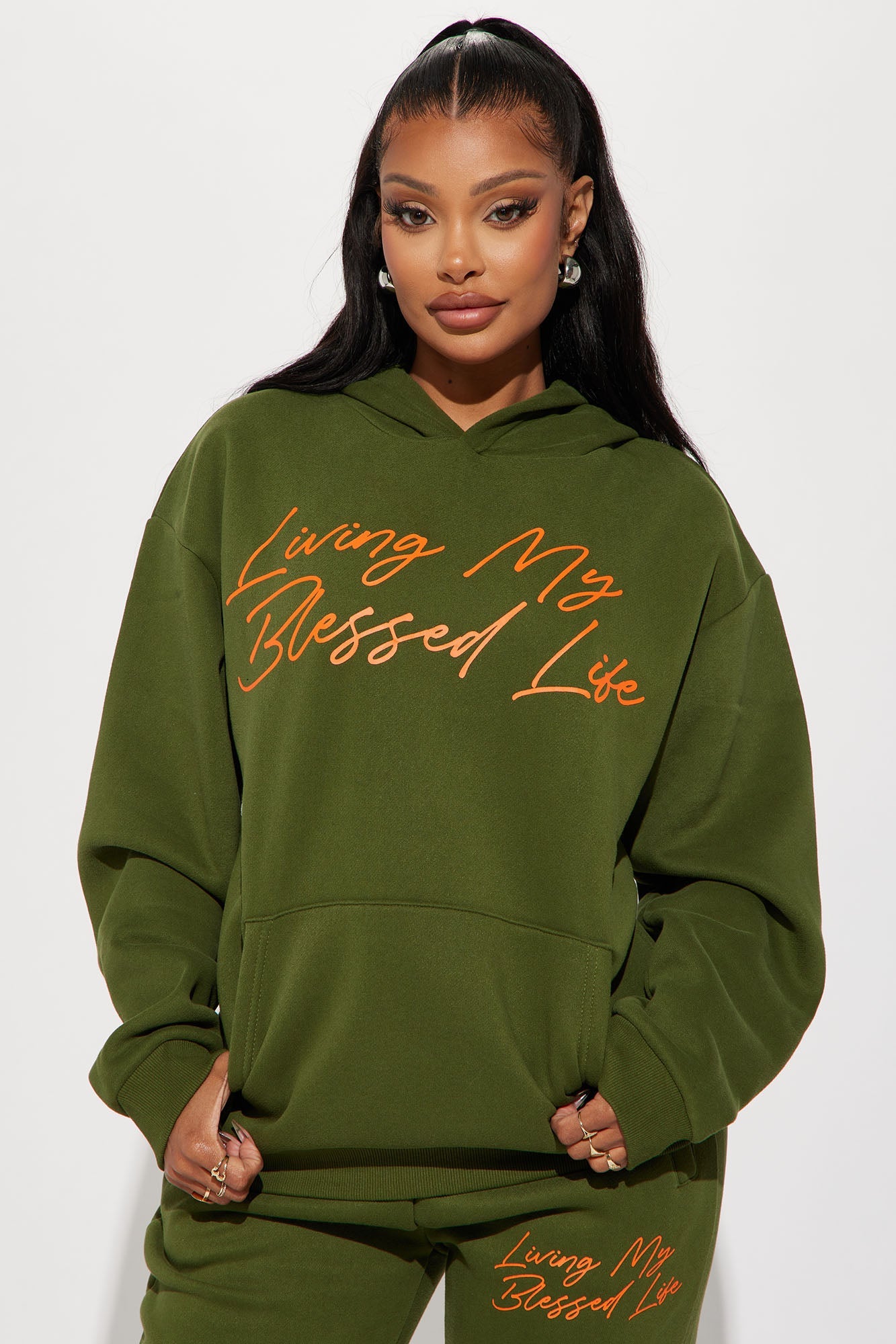 Living My Blessed Life Hoodie - Olive
