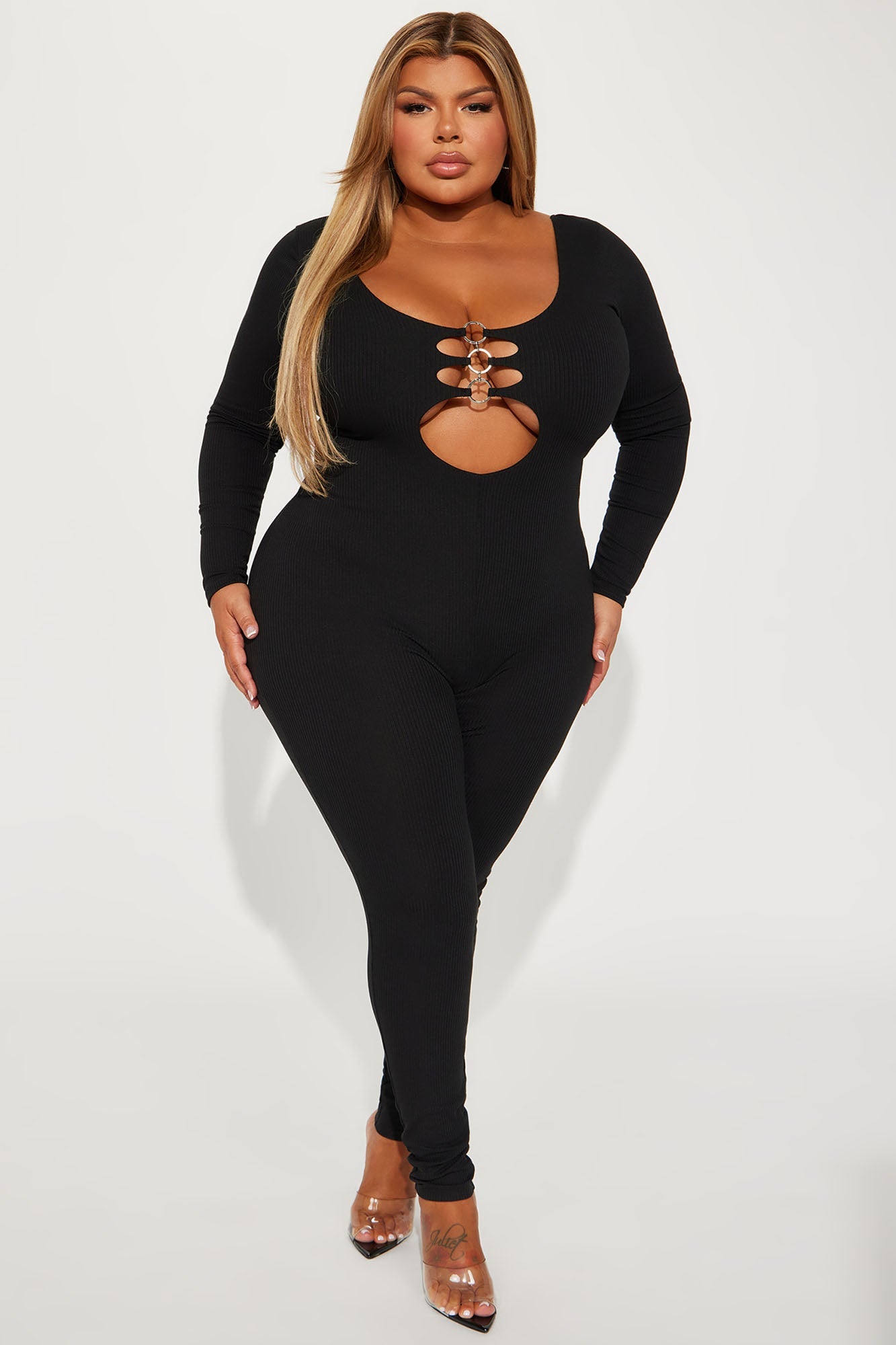 Ring Me Up Long Sleeve Jumpsuit - Black