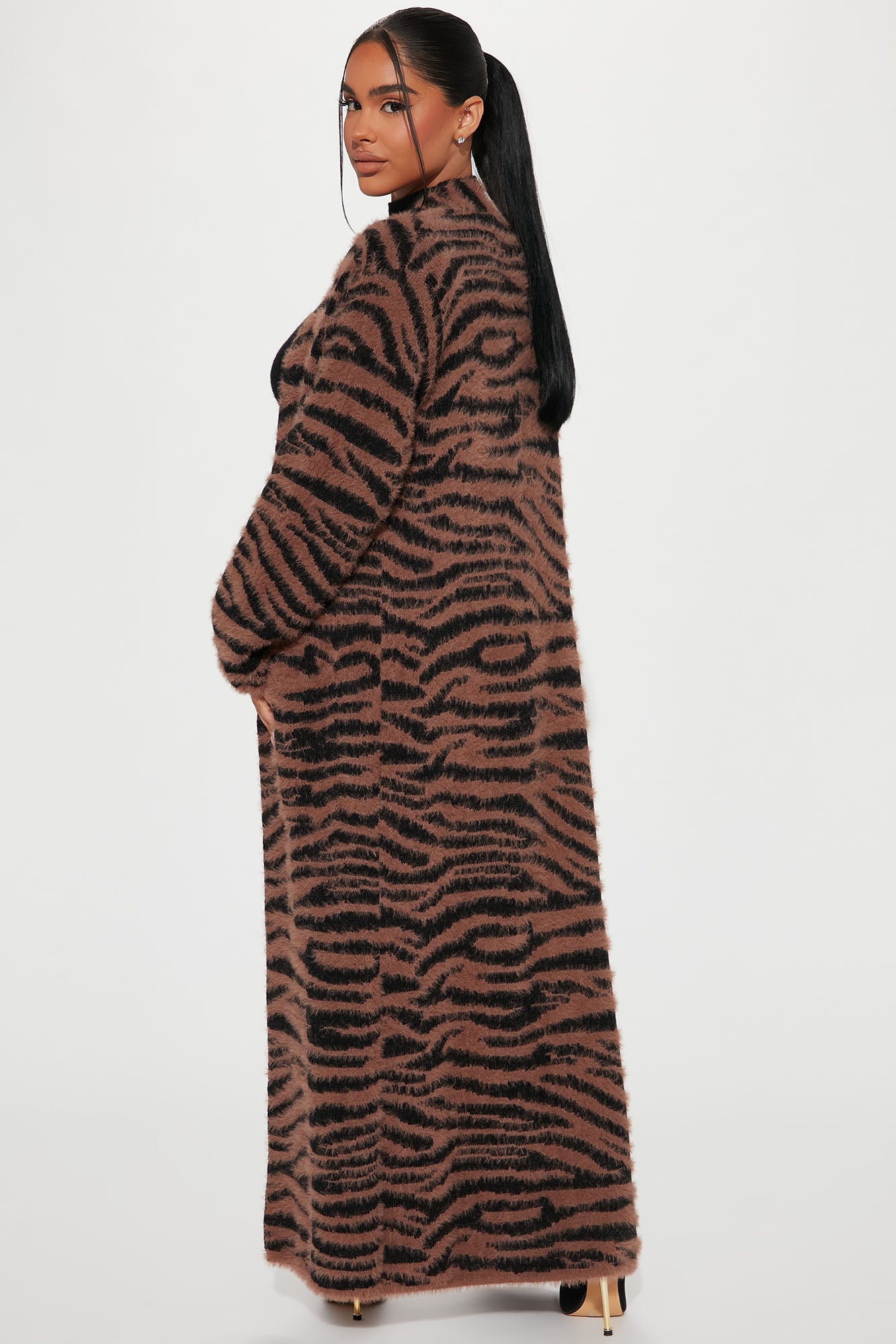 Get Wild Zebra Duster Cardigan - Brown/combo