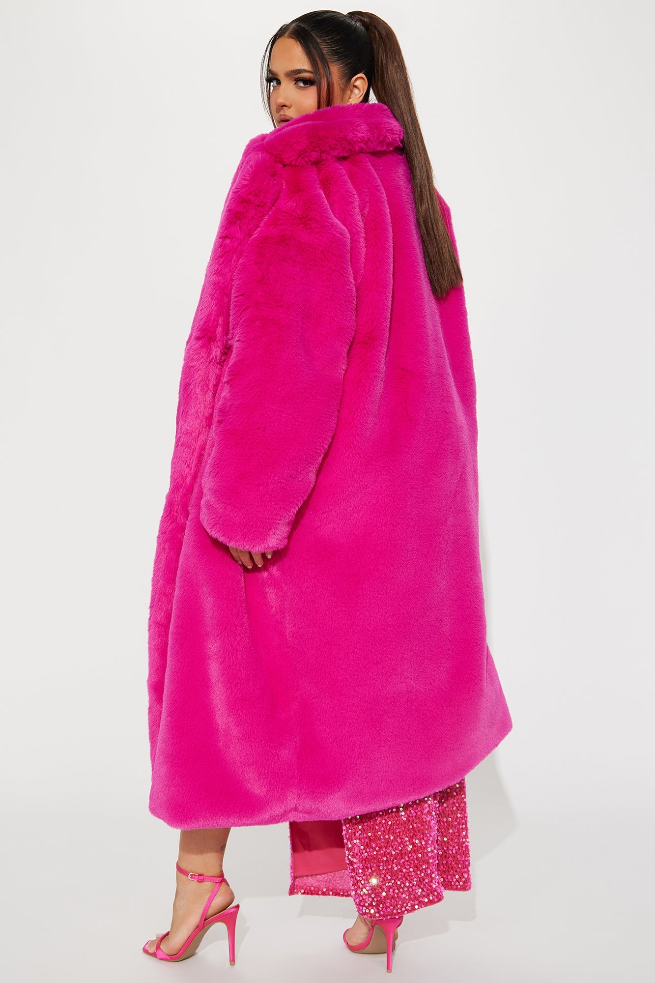 Night Of Fun Faux Fur Coat - Fuchsia