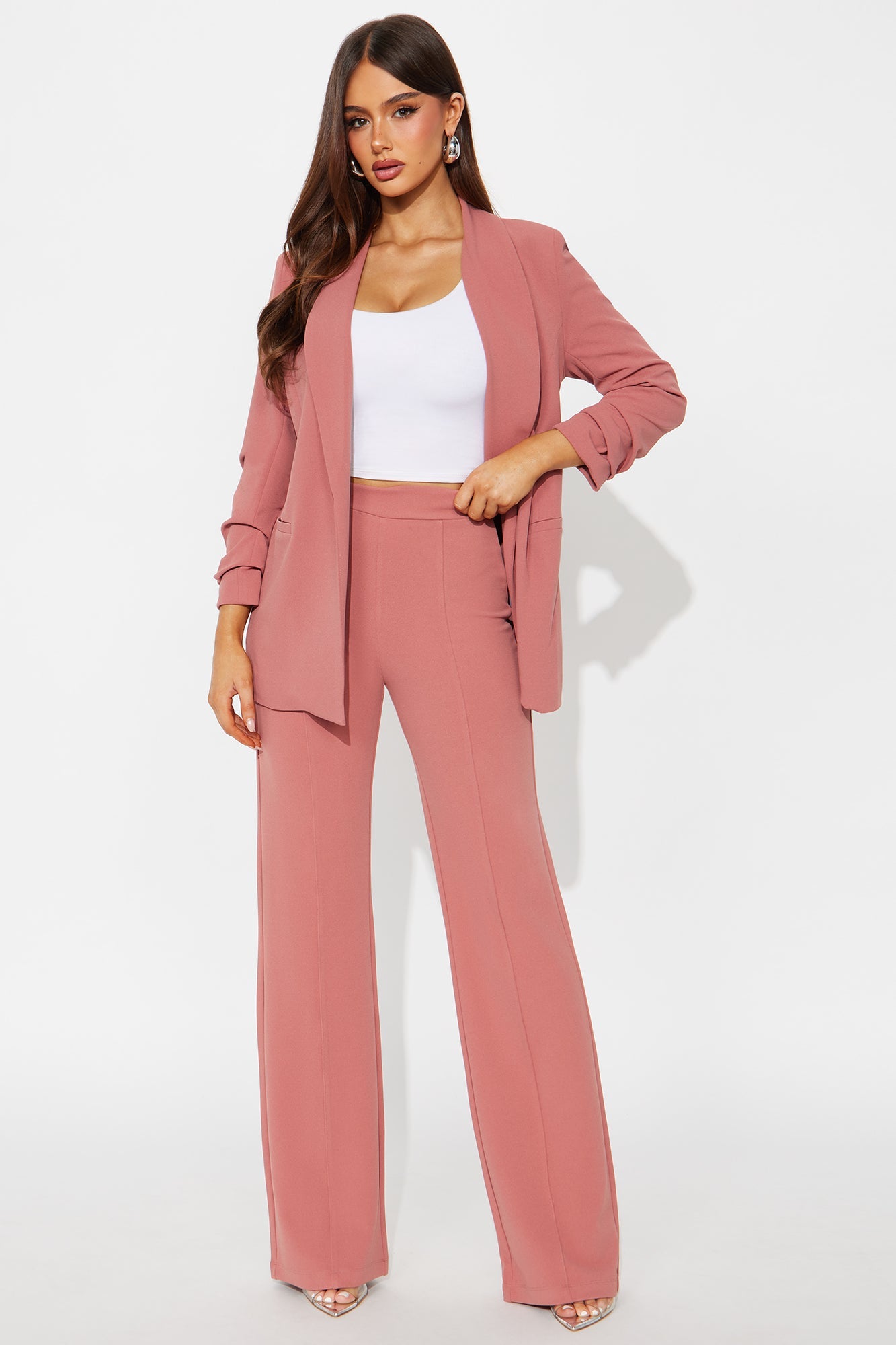 Victoria High Waisted Dress Pants - Rose