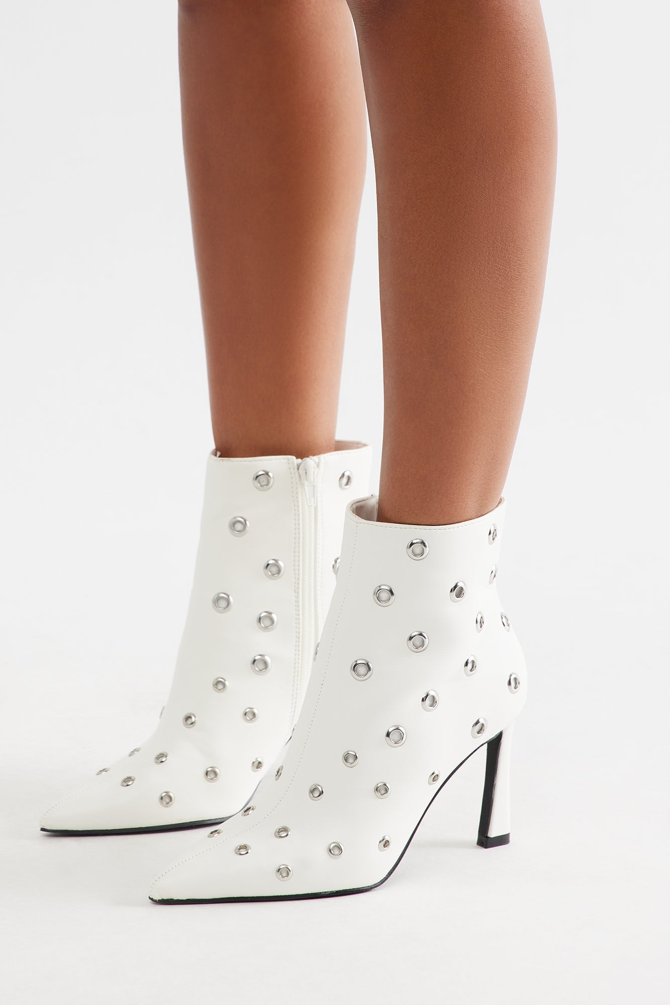 Cyrilla Grommet Booties - White