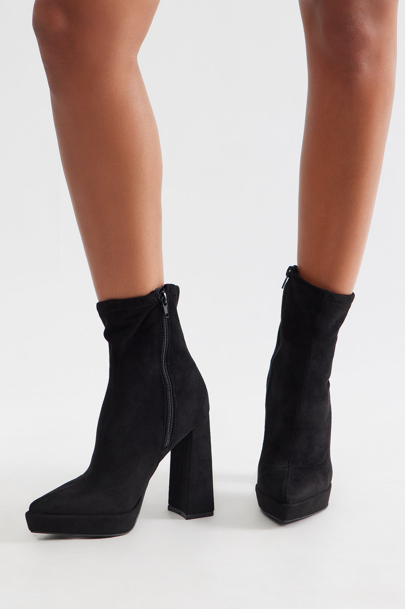 Finnegan Block Heel Booties - Black