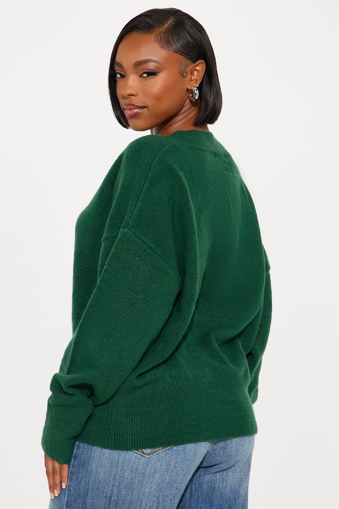 Serene V Neck Sweater - Green