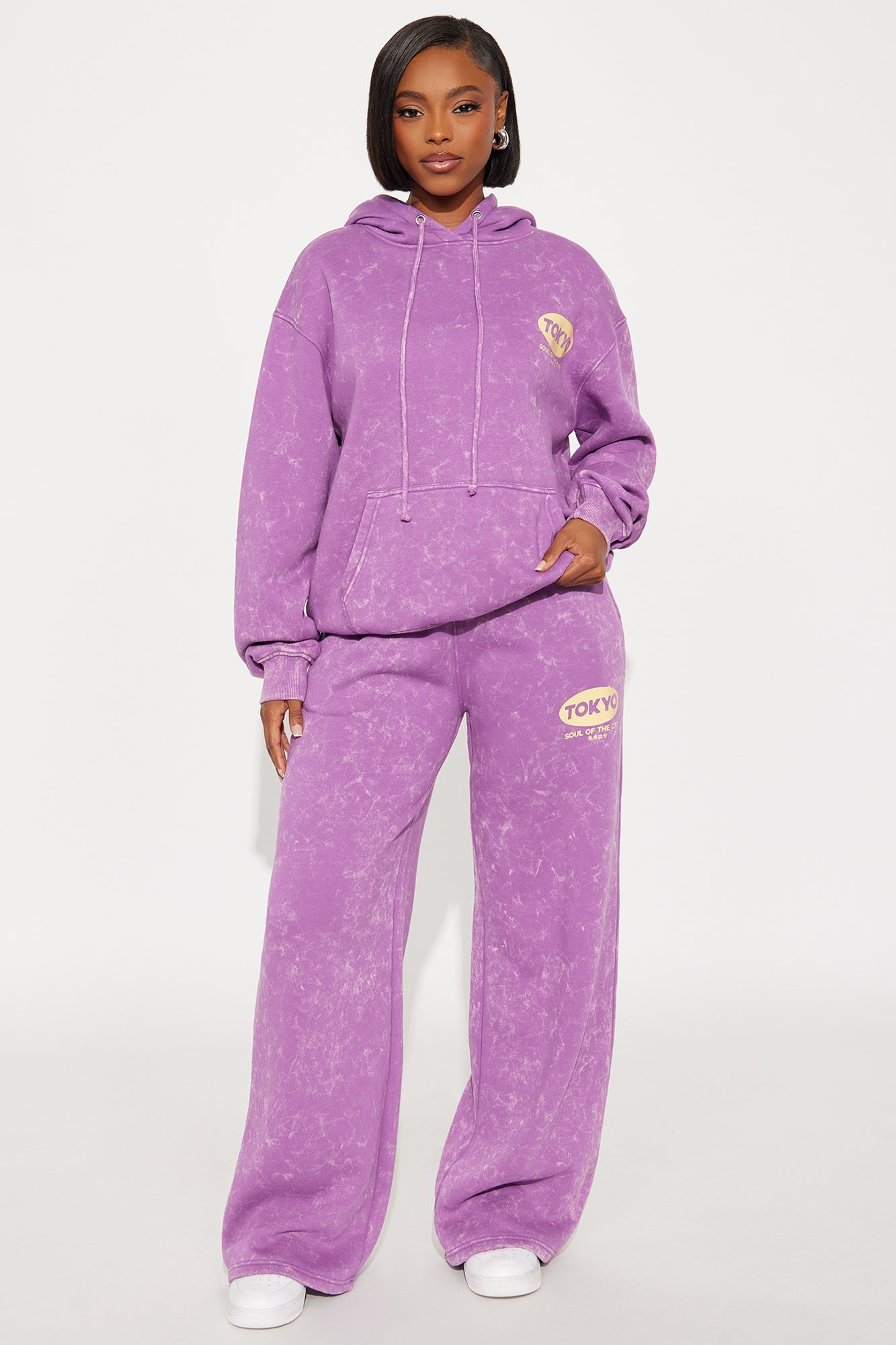 Tokyo Fleece Hoodie Set - Purple
