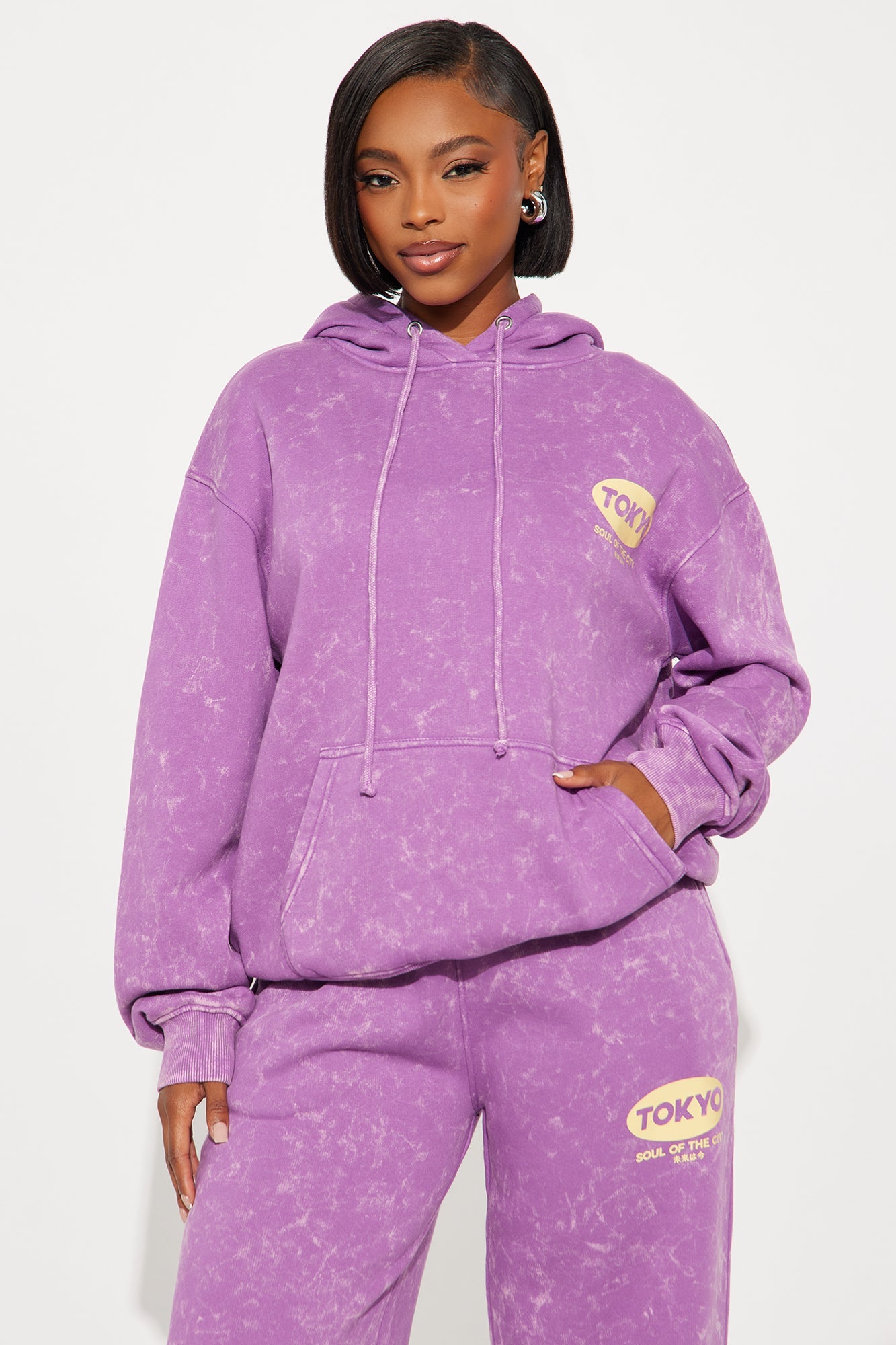 Tokyo Fleece Hoodie Set - Purple