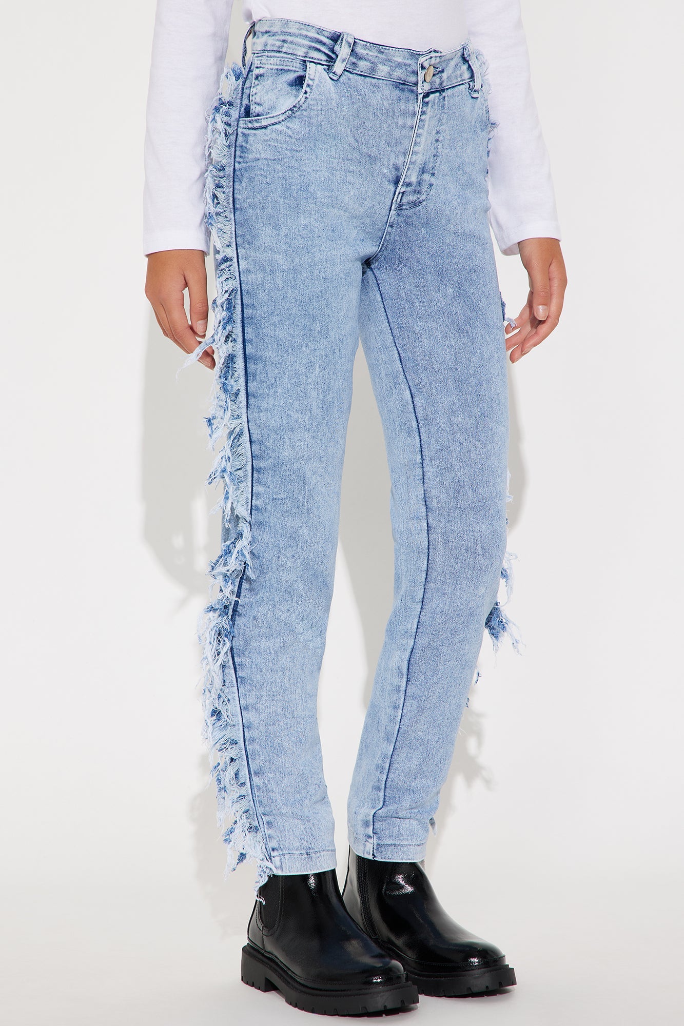 Mini Never Been Better Frayed Skinny Jeans - Acid Wash