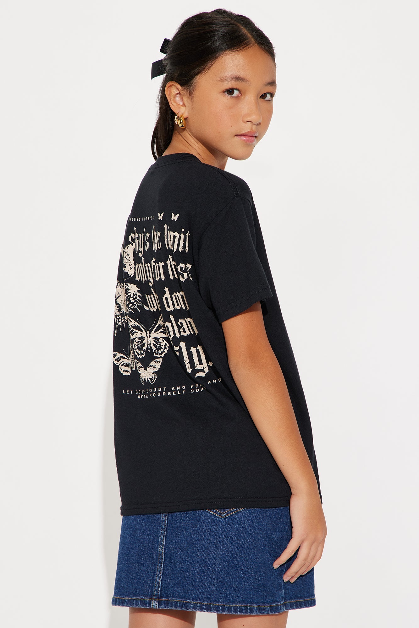 Mini Feeling Fearless Butterfly Tee - Black