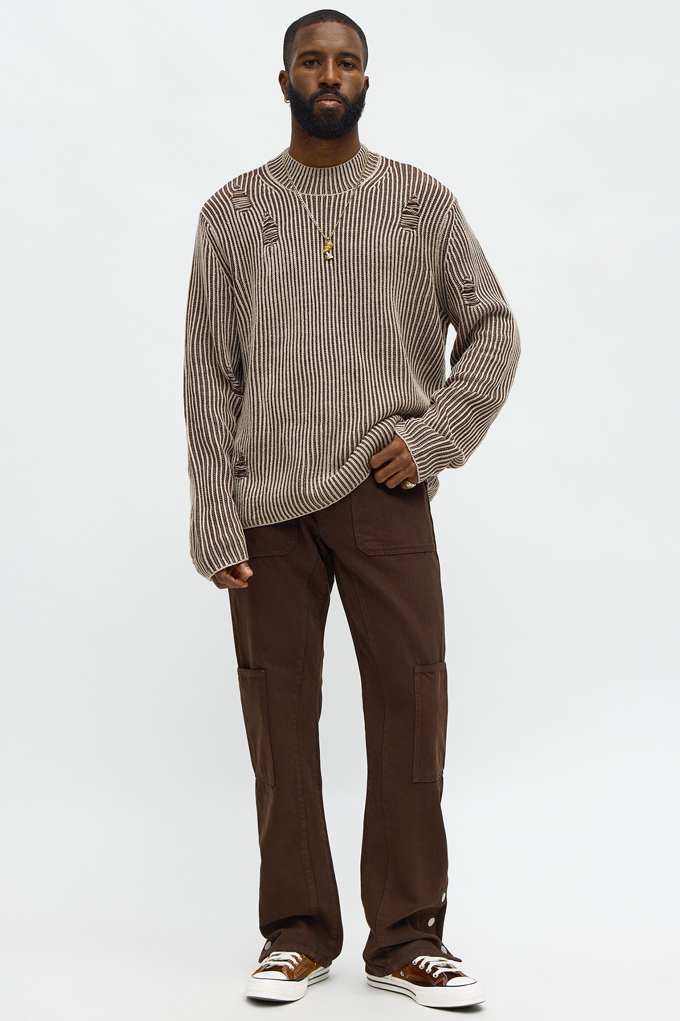 Stacked Slim Flare Peak Snap Jean - Brown