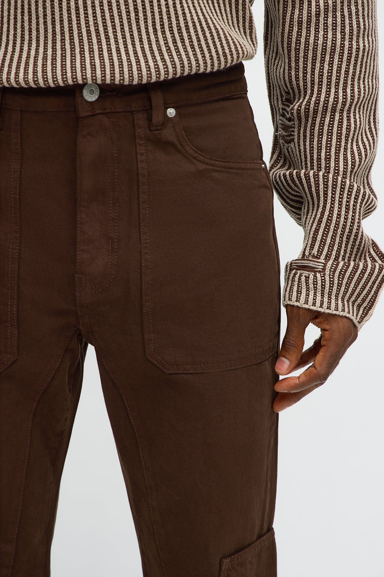Stacked Slim Flare Peak Snap Jean - Brown