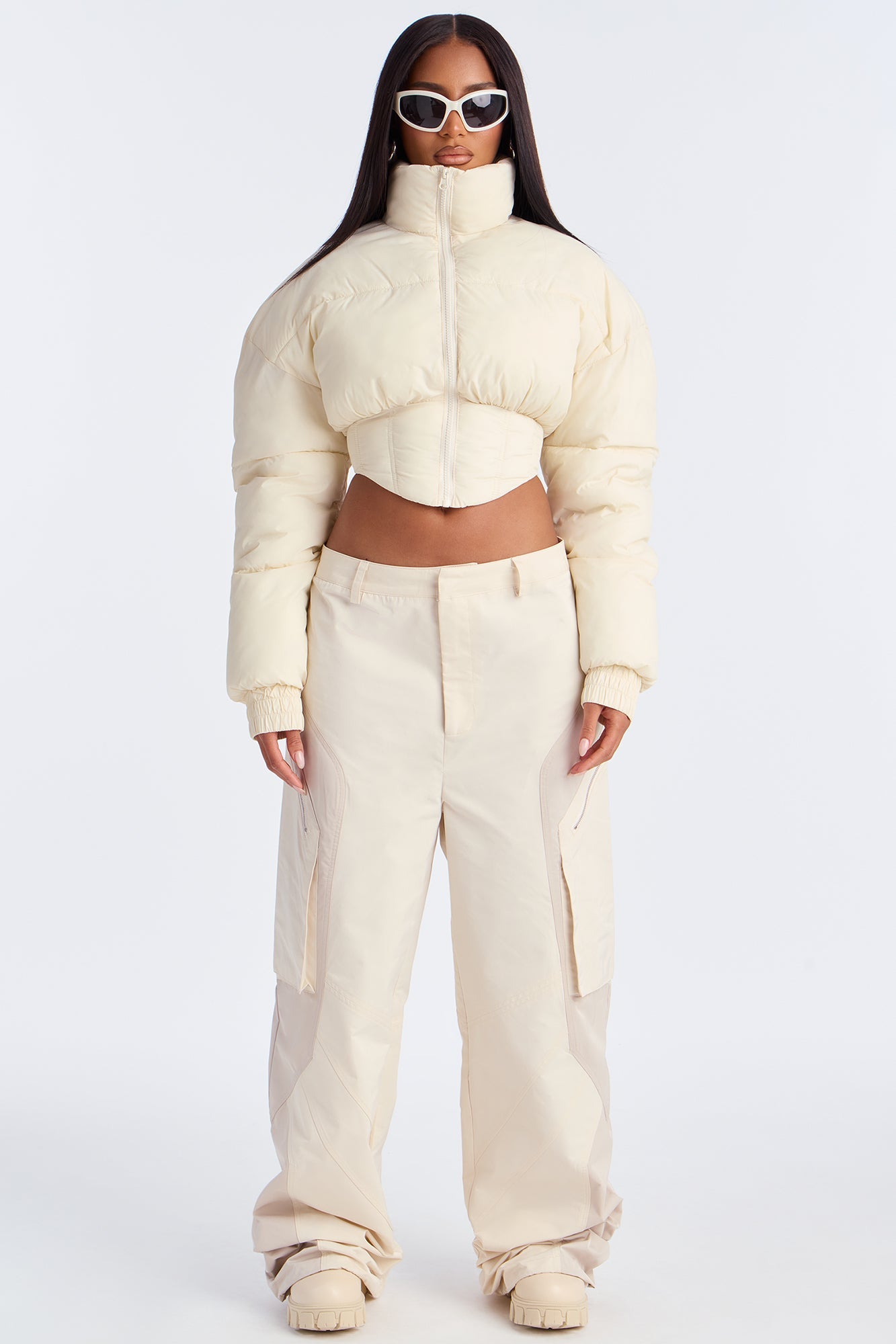 Janet Corset Puffer Jacket - Cream