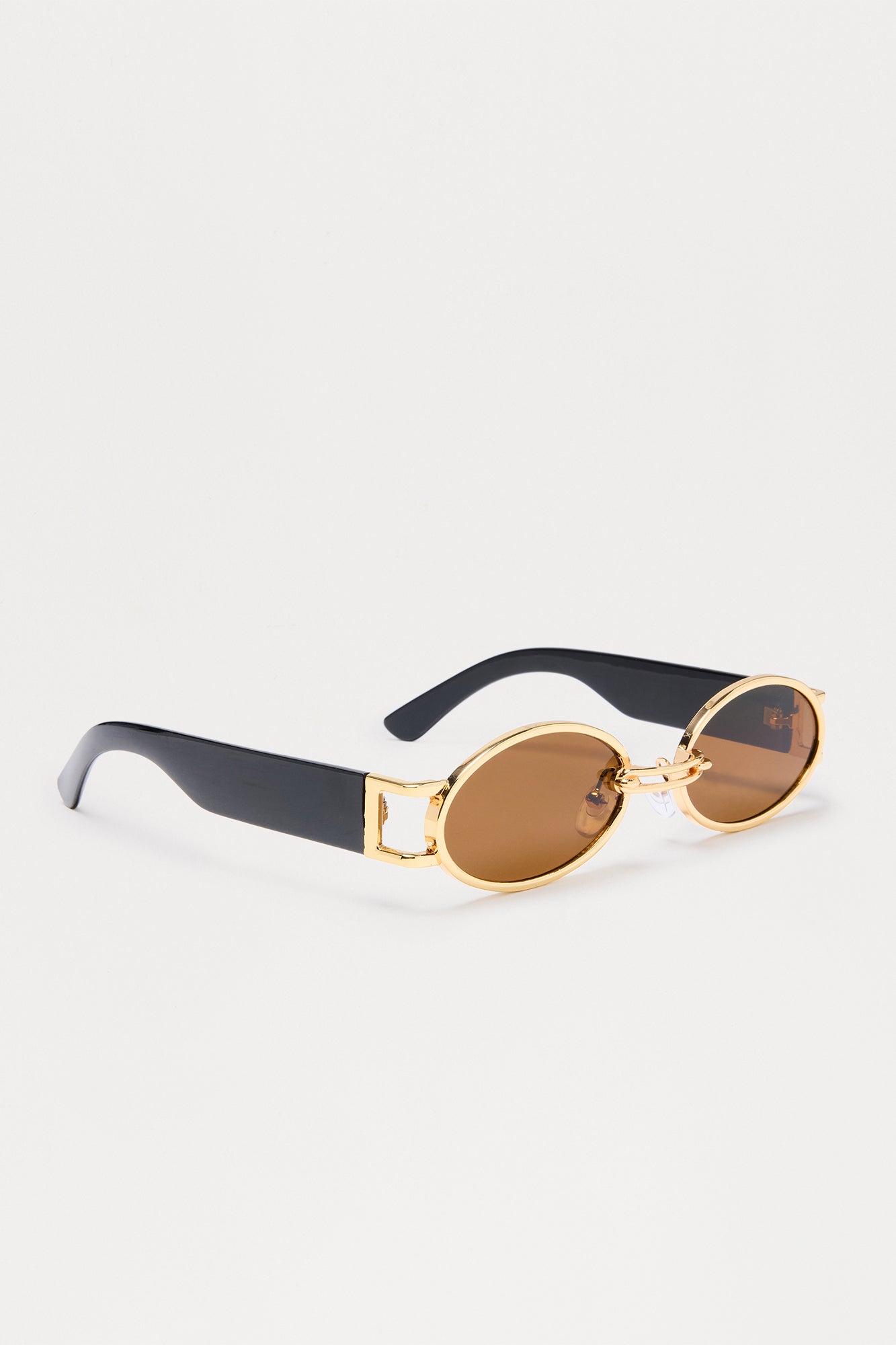 Sleek Oval Frame Colored Lens Sunglasses - Brown