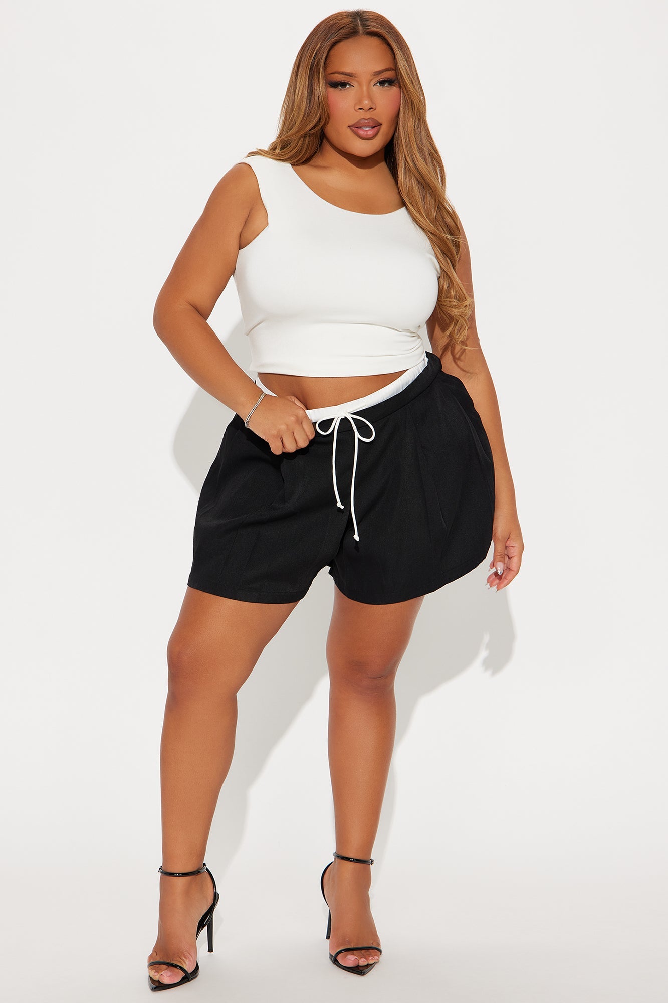 Emily Double Waistband Trouser Short - Black