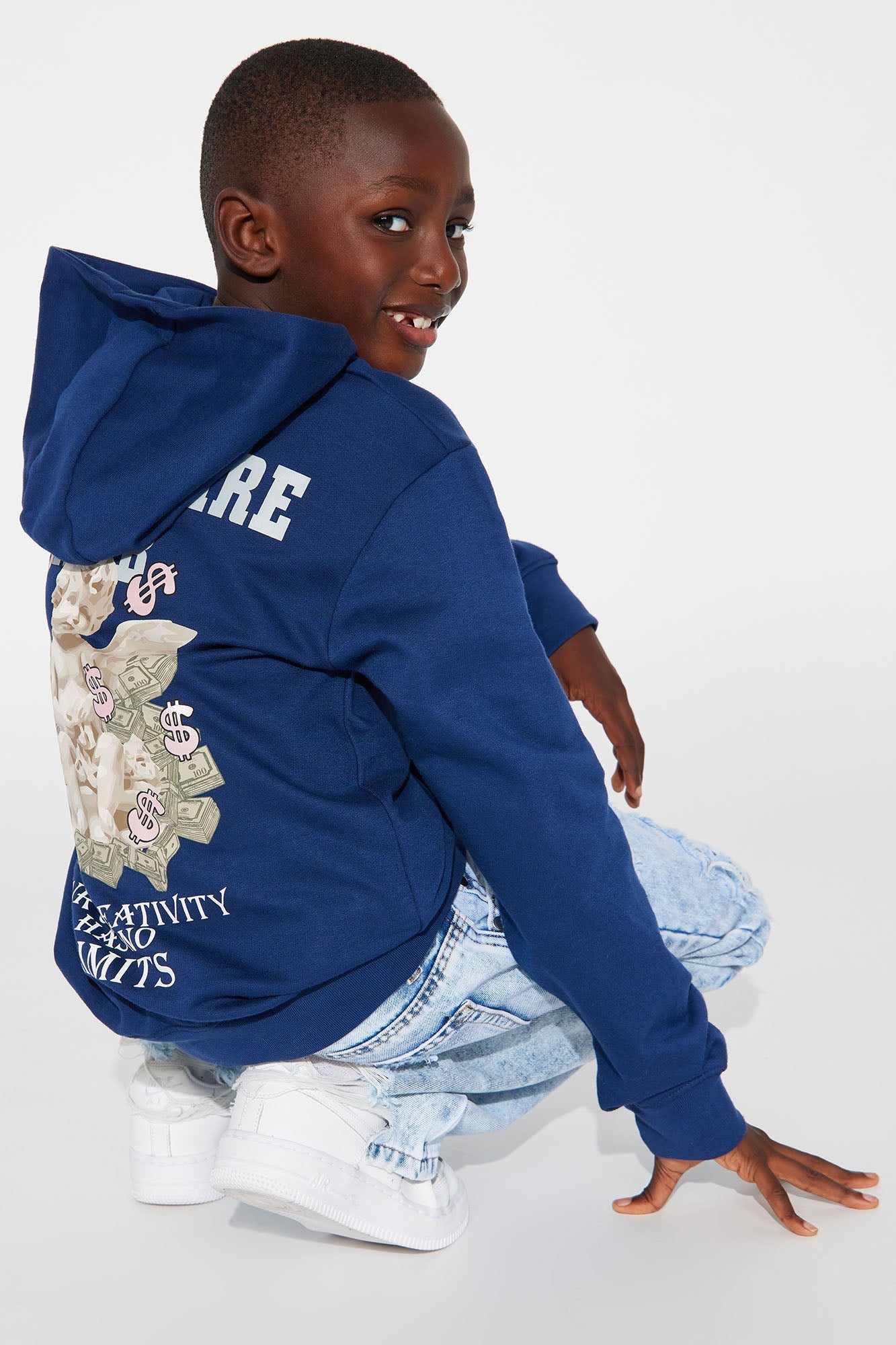 Mini Billionaire Club Moto Fleece Hoodie - Navy
